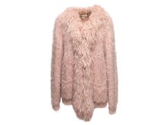Light Pink Gucci 2022 Wool-Blend Fuzzy Cardigan Size US L