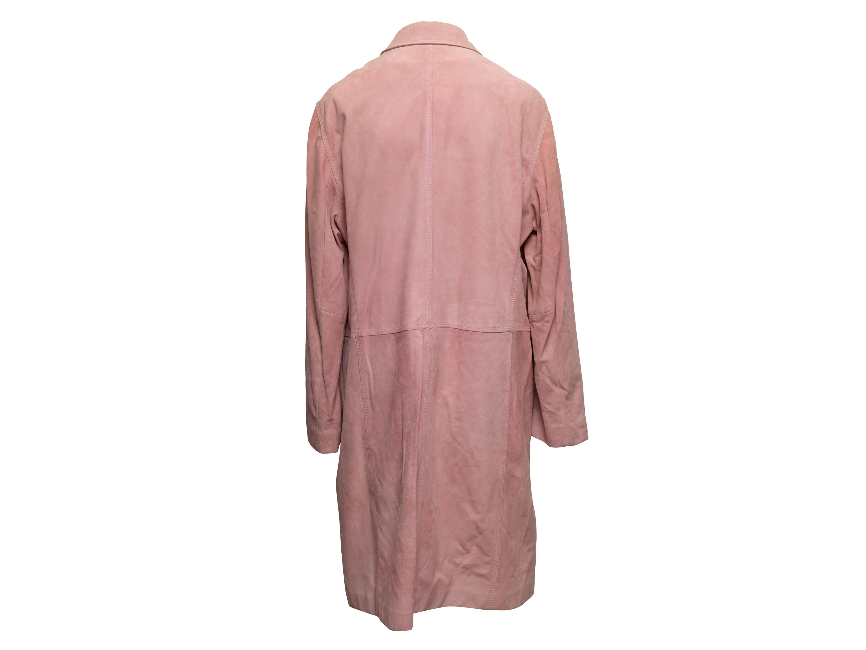 Light Pink Louis Feraud Long Suede Coat Size FR 44 In Good Condition In New York, NY