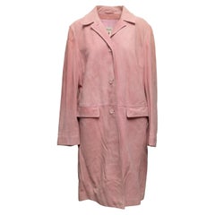 Light Pink Louis Feraud Long Suede Coat Size FR 44
