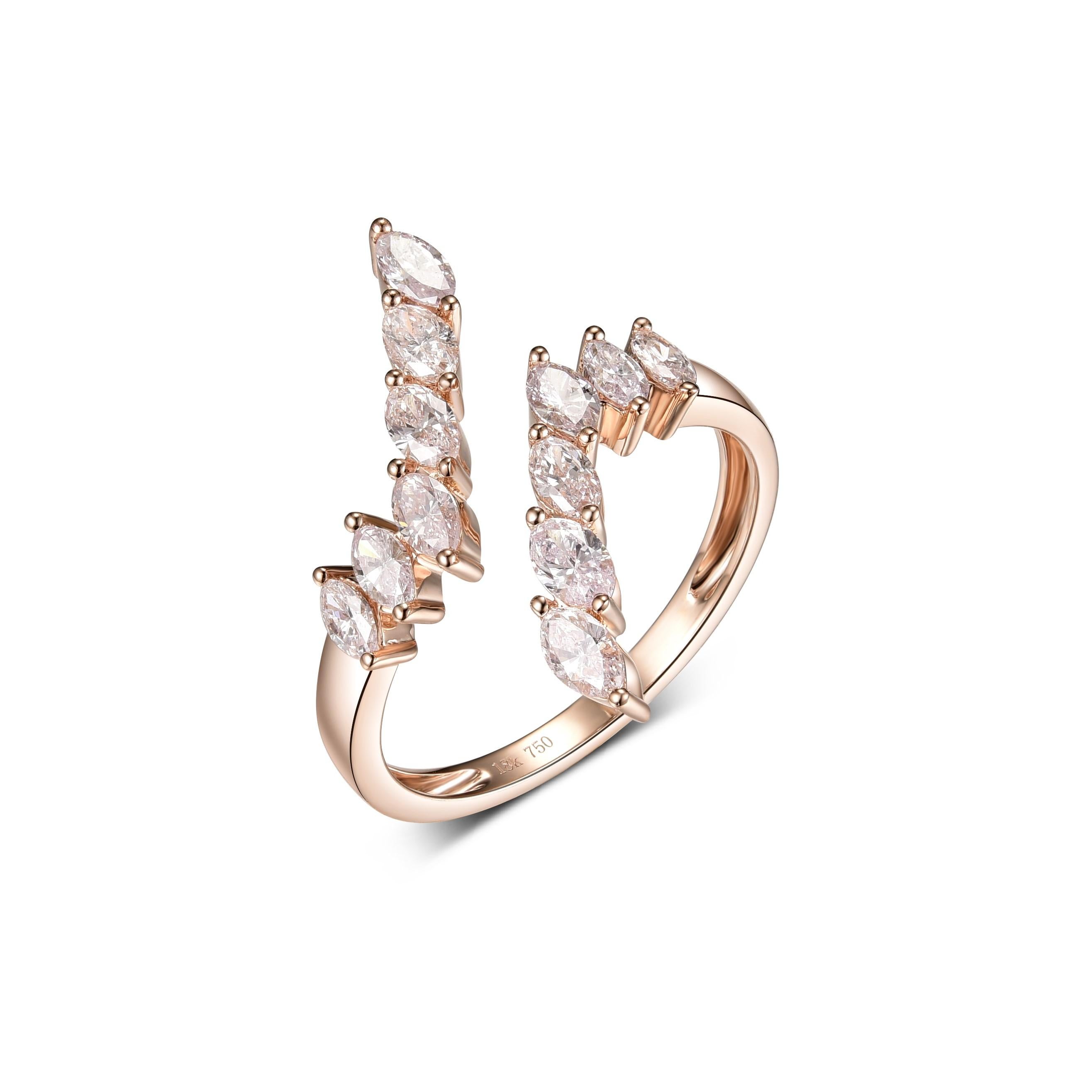 This diamond ring feature 0.94 carat of marquise light pink diamond.  Ring is set in 18 karat rose gold. Great for everyday use and it is stack-able with other ring.

US 6.5
Complimentary resizing upon request
18 Karat Rose Gold
Marquise Light Pink