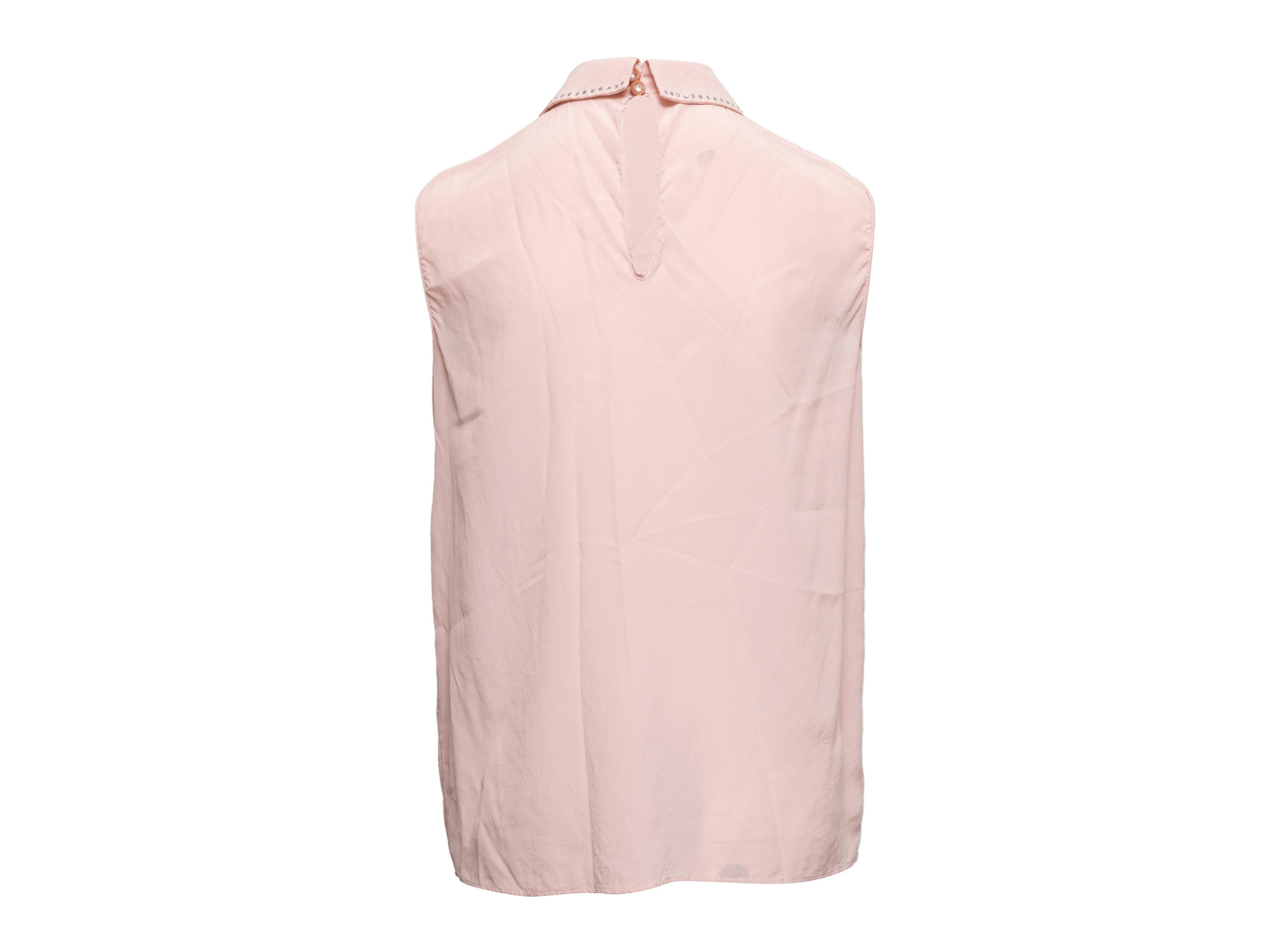 Beige Light Pink Miu Miu Embellished Sleeveless Top Size US S For Sale