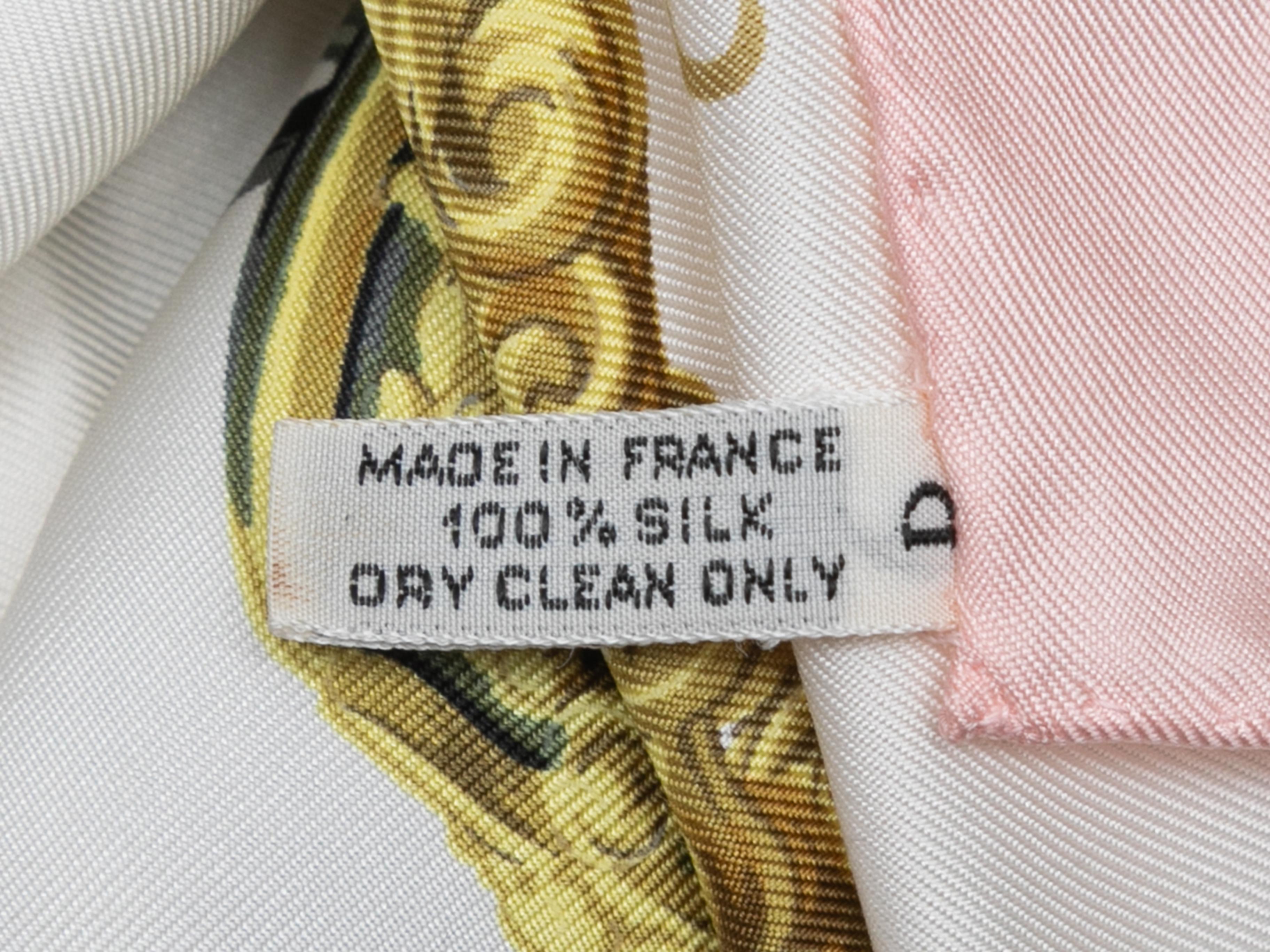 Light Pink & Multicolor Hermes Brides de Gala Motif Print Silk Scarf In Good Condition For Sale In New York, NY
