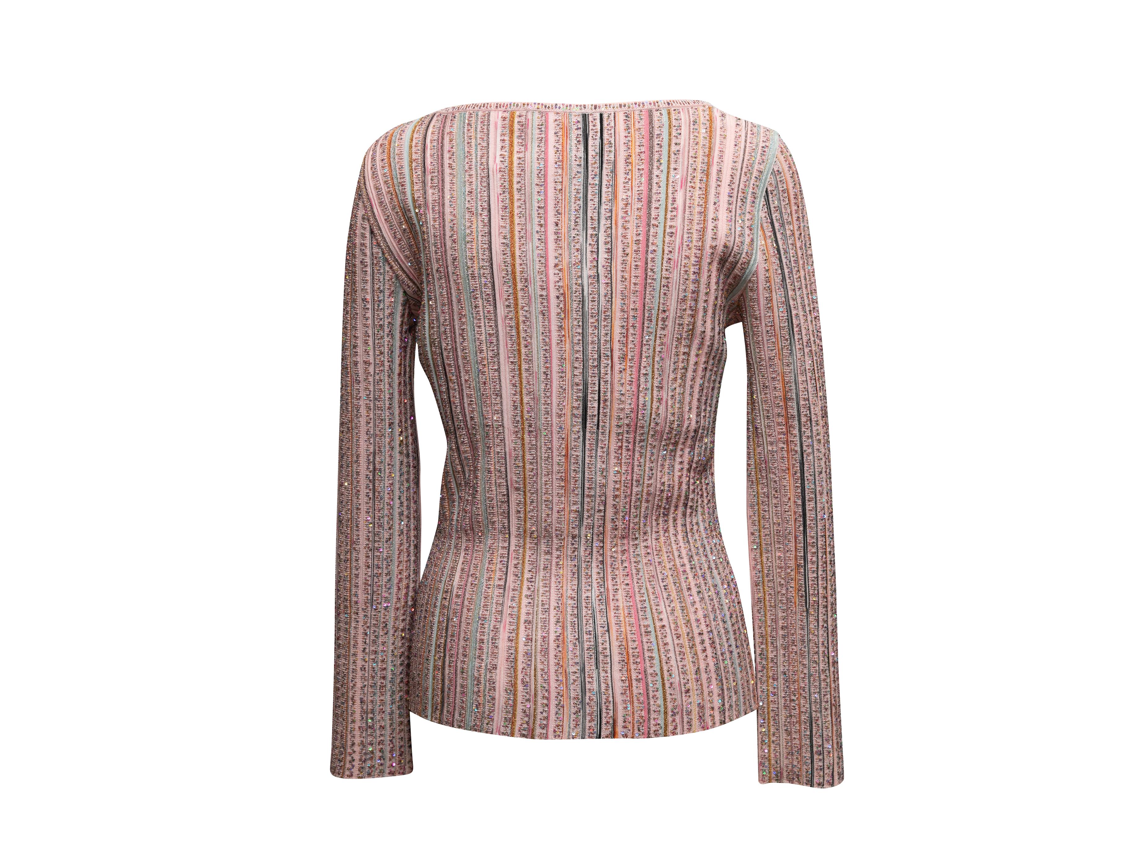 Marron Pull rayé Missoni rose clair et multicolore, taille IT 46 en vente