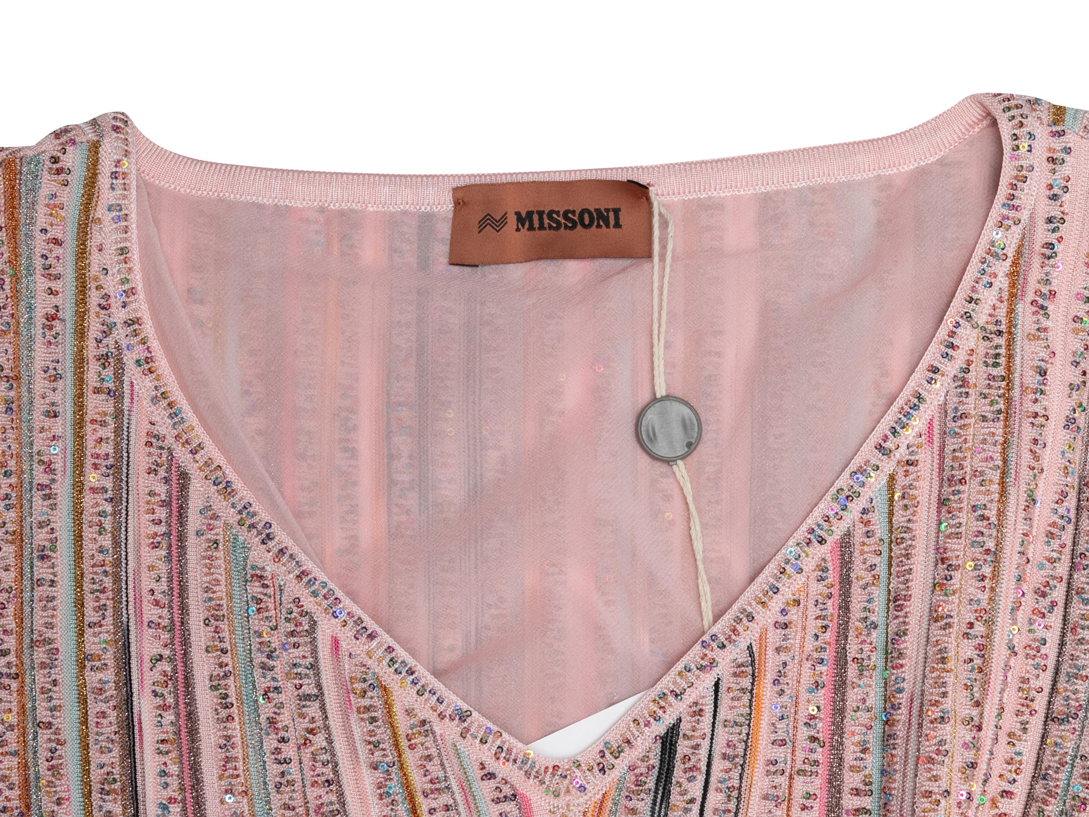 Pull rayé Missoni rose clair et multicolore, taille IT 46 Bon état - En vente à New York, NY