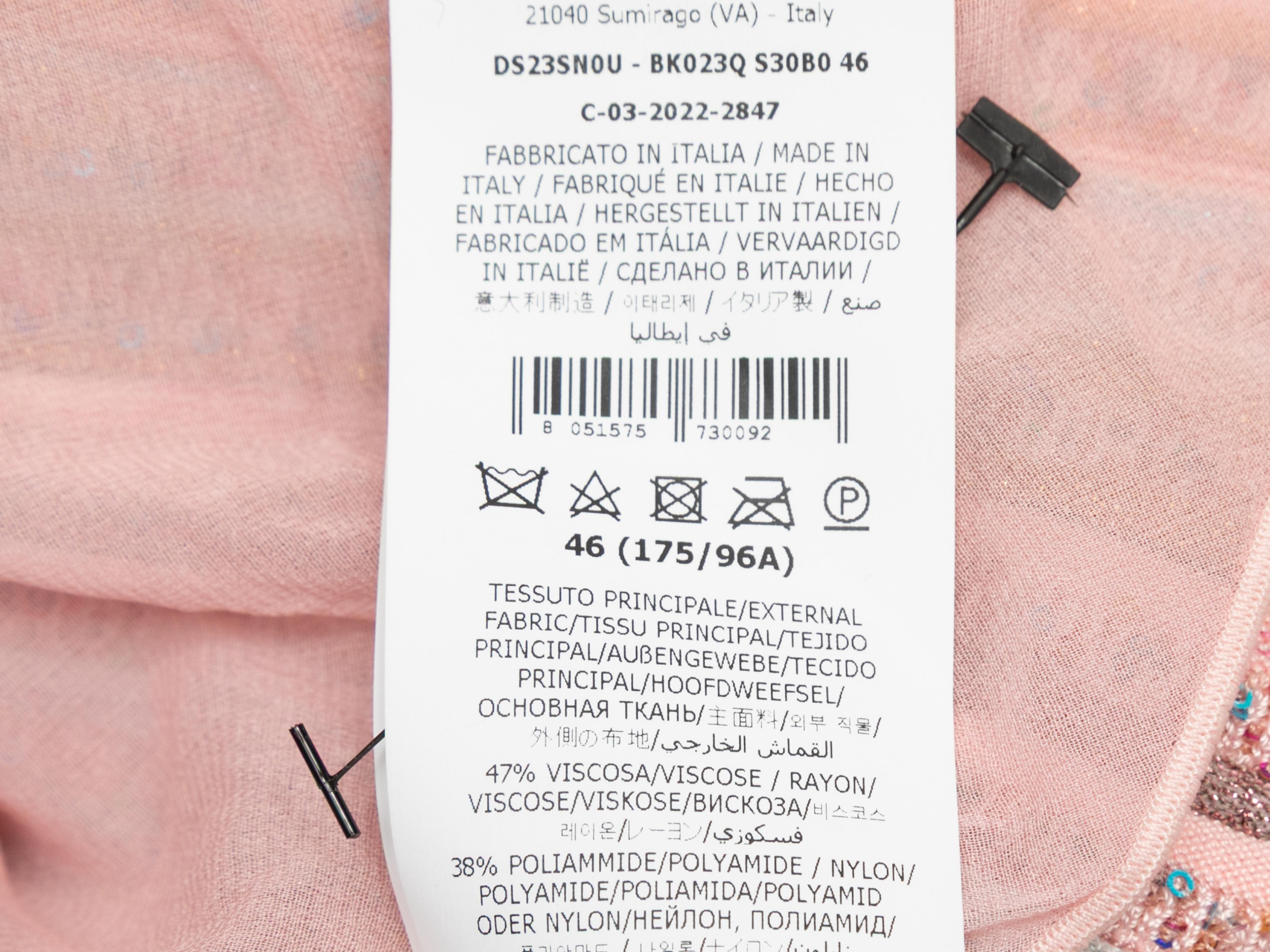 Pull rayé Missoni rose clair et multicolore, taille IT 46 en vente 2