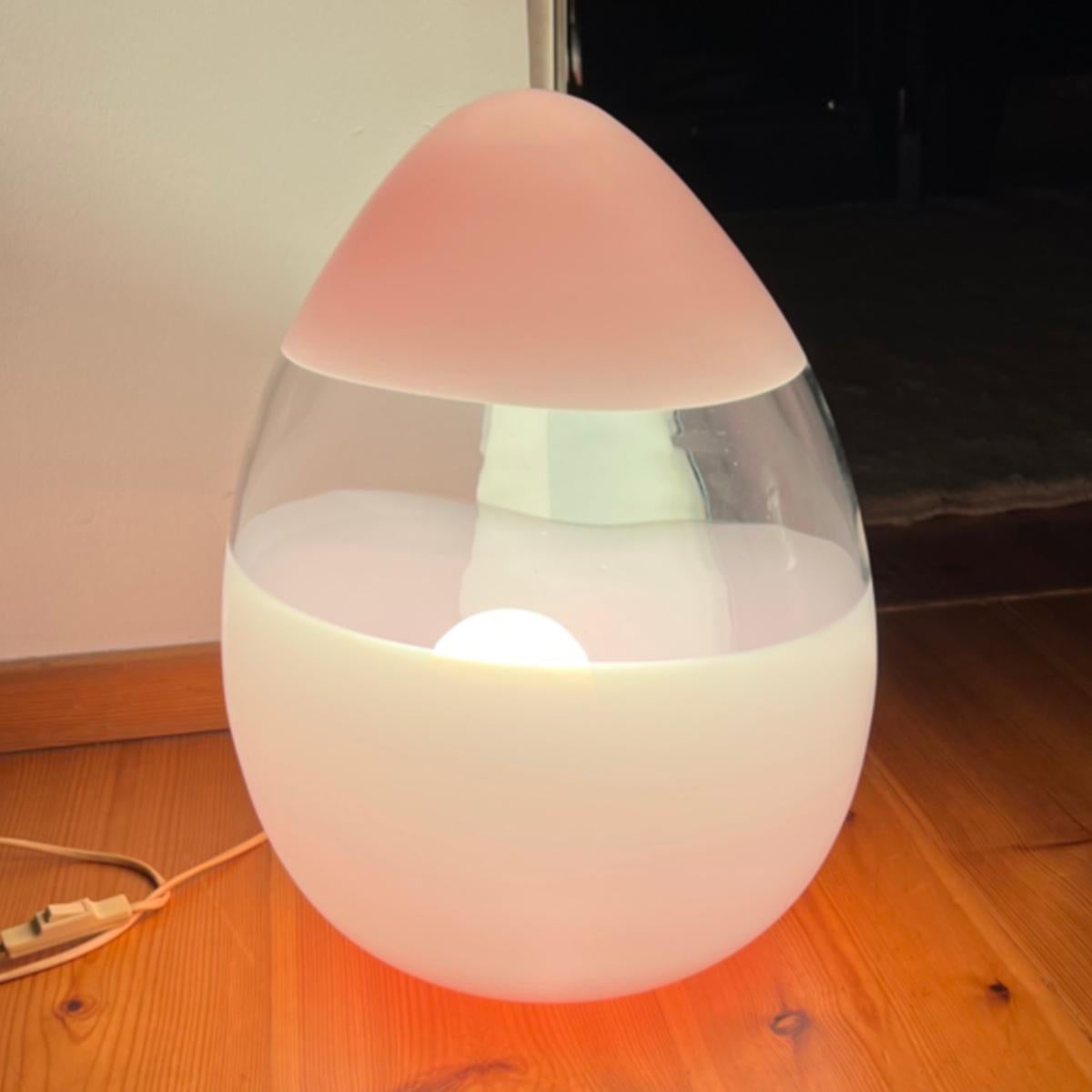 Hand-Crafted Light Pink Murano Glass table Lamp 1970´s For Sale