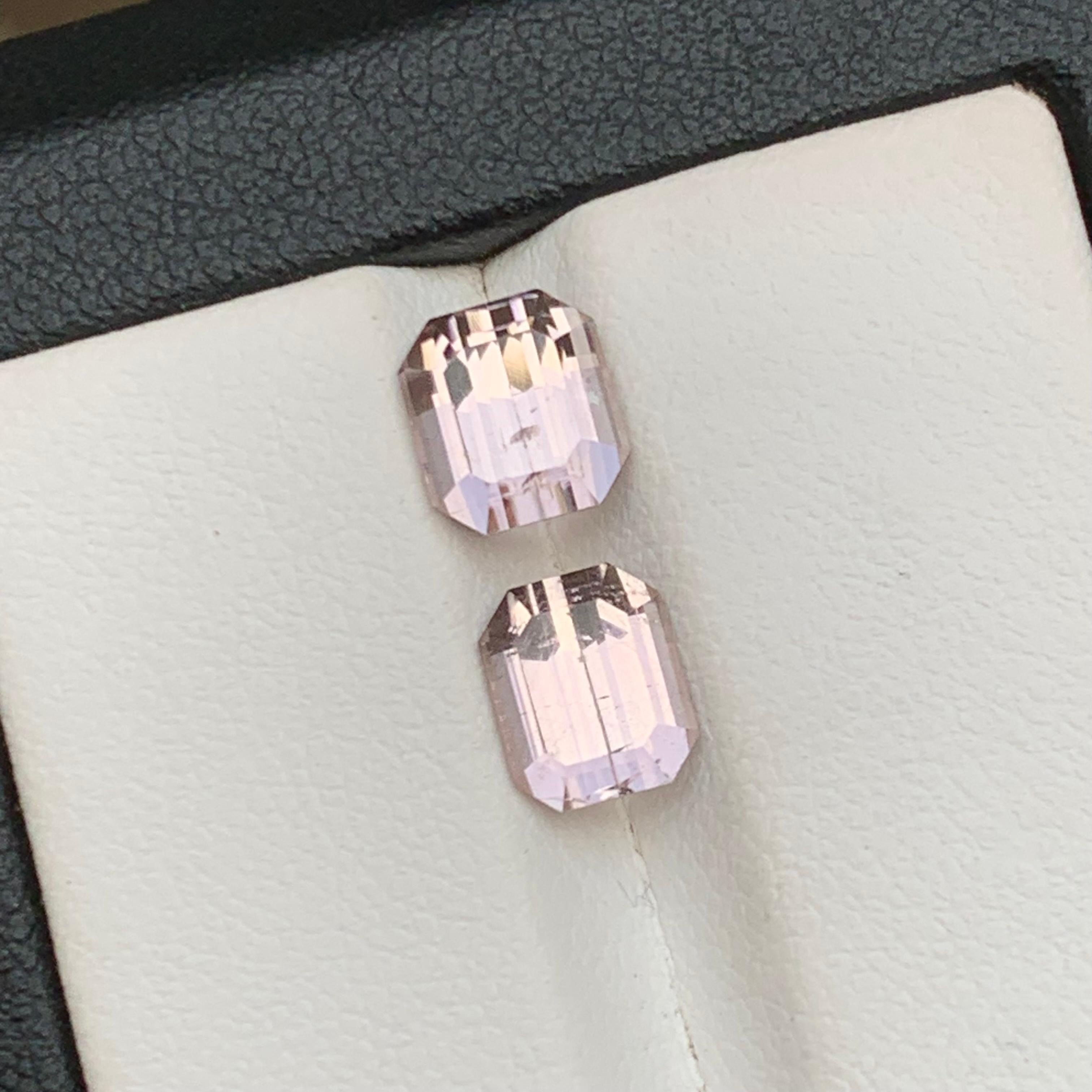 Contemporary Light Pink Natural Tourmaline Loose Gemstone 3.50 Carat Emerald Cut for Jewelry For Sale