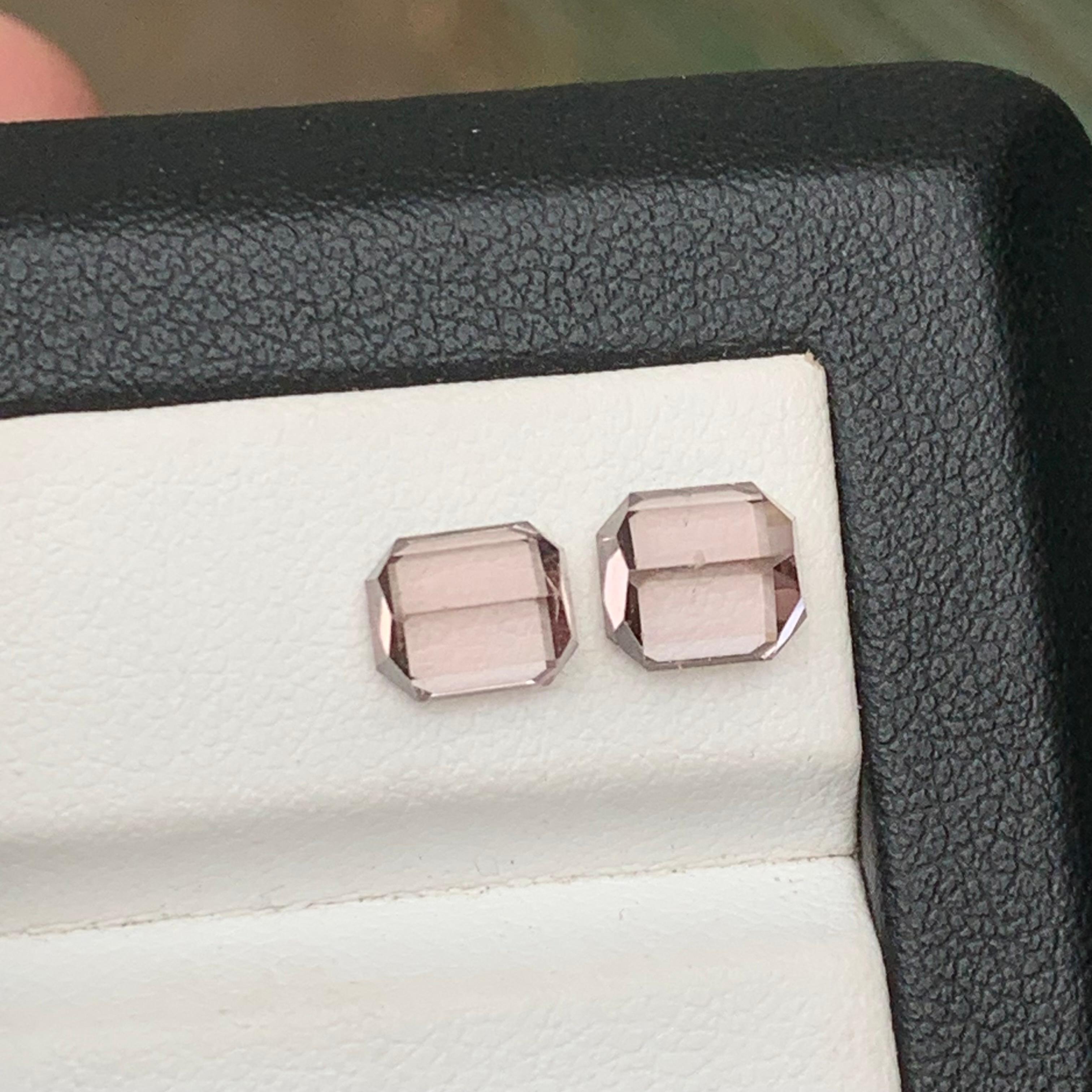 Women's or Men's Light Pink Natural Tourmaline Loose Gemstone 3.50 Carat Emerald Cut for Jewelry For Sale