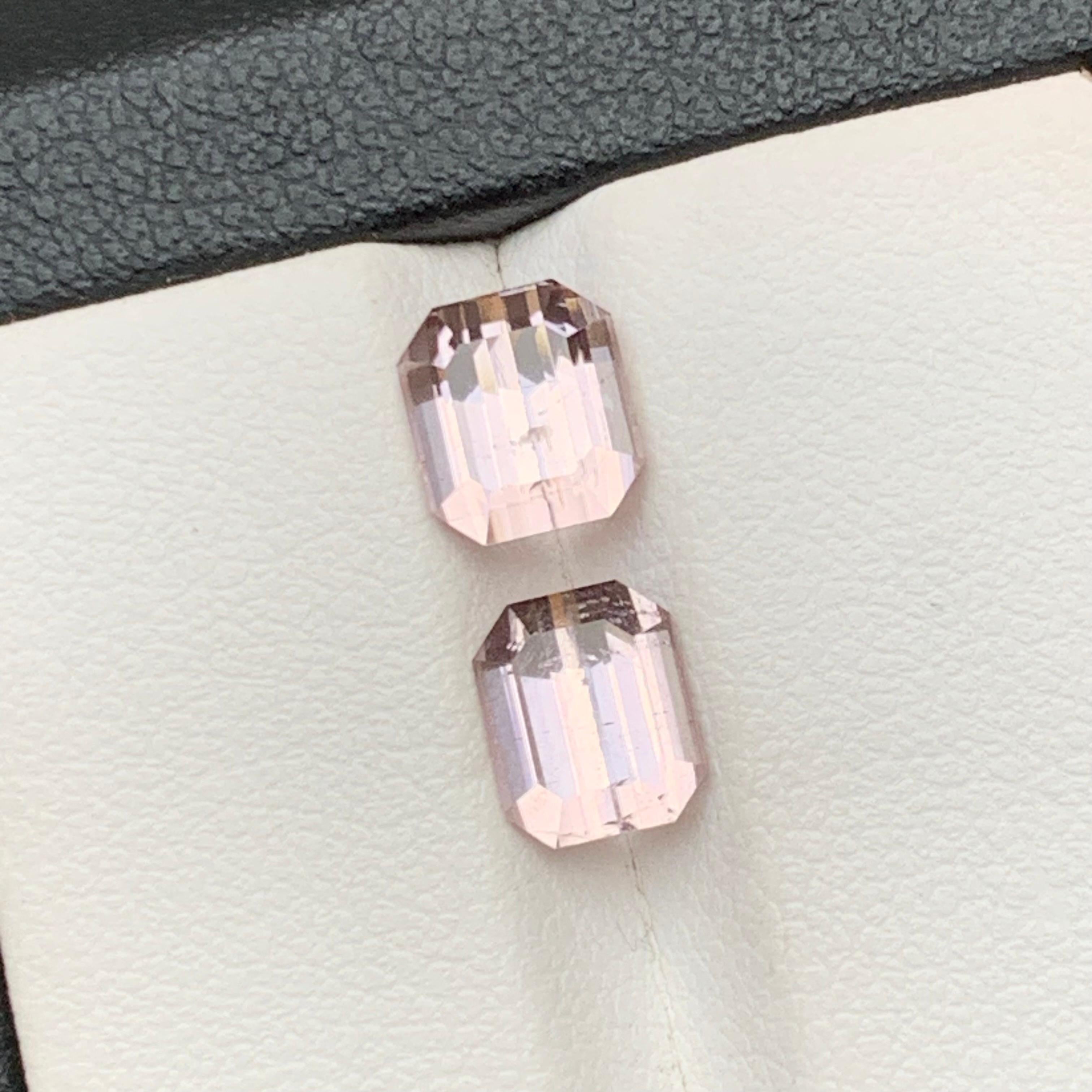 Light Pink Natural Tourmaline Loose Gemstone 3.50 Carat Emerald Cut for Jewelry For Sale 3