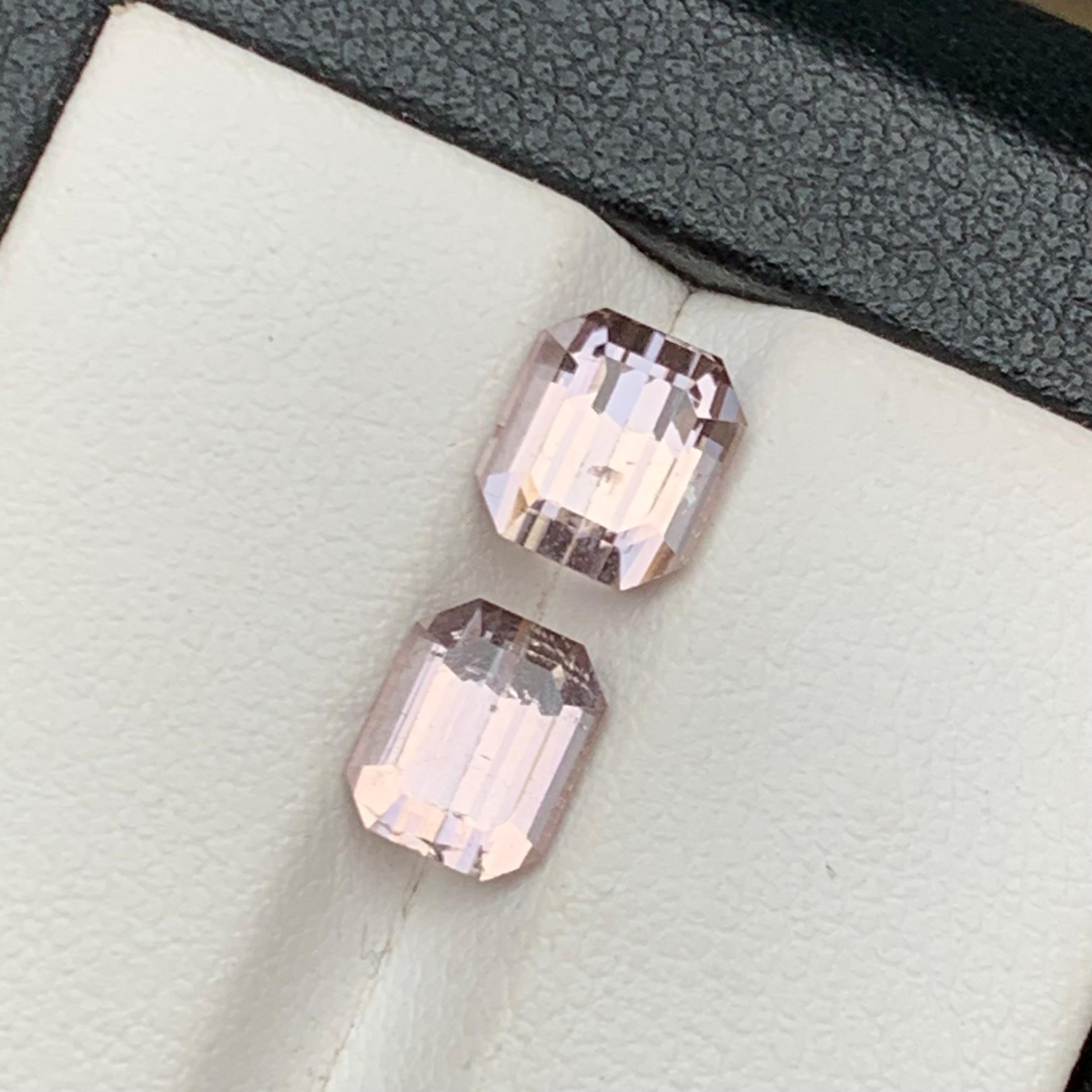 Light Pink Natural Tourmaline Loose Gemstone 3.50 Carat Emerald Cut for Jewelry For Sale 4