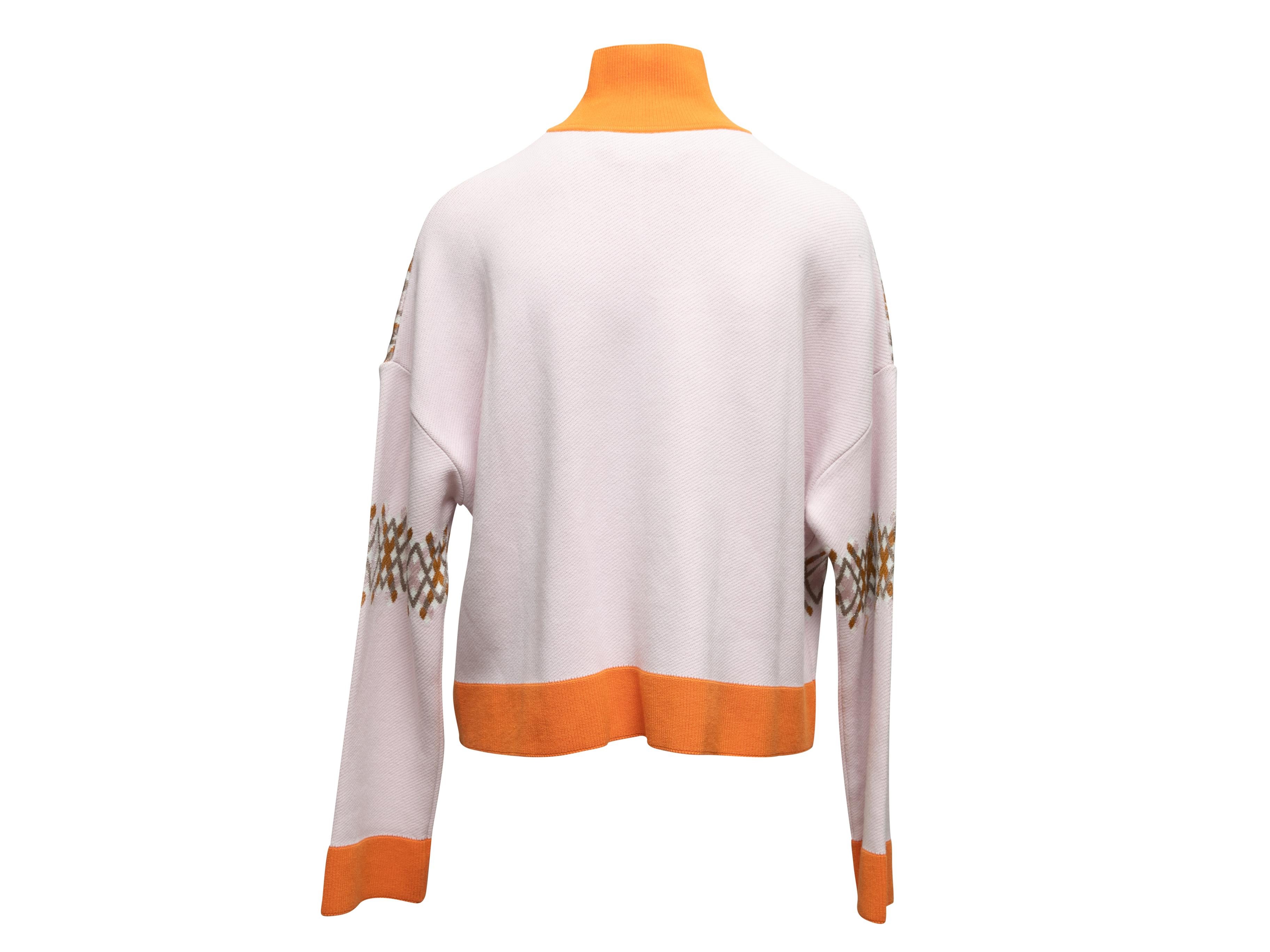 Light Pink & Orange Knit Half-Zip Sweater Size EU 44 For Sale 3