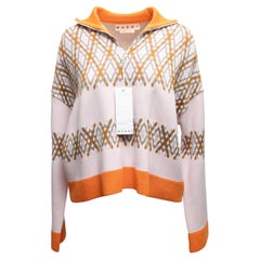 Light Pink & Orange Knit Half-Zip Sweater Size EU 44
