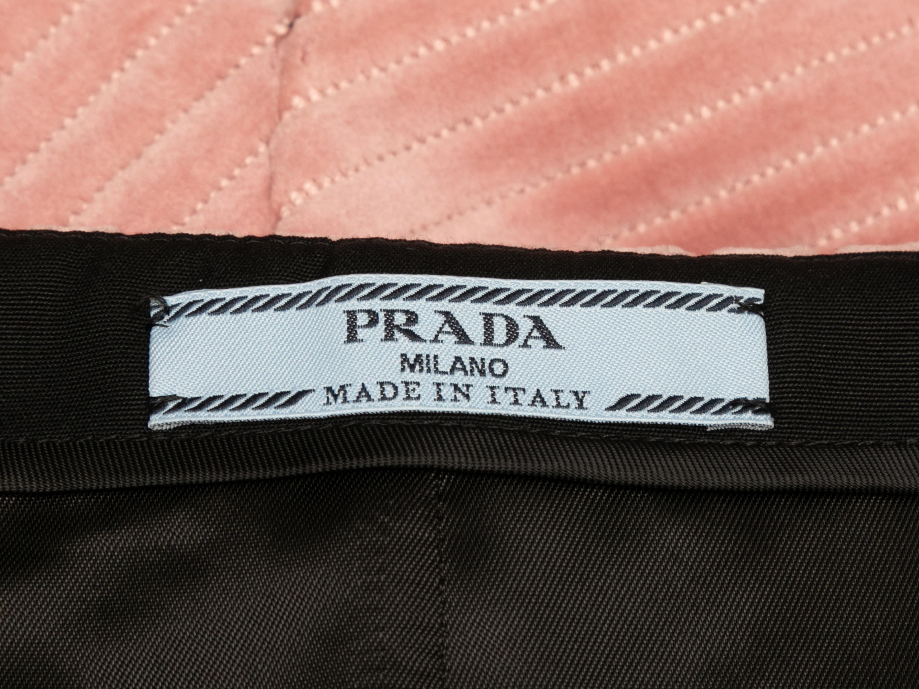 Light pink 2021 velvet A-line skirt by Prada. Zip closure at side. 32