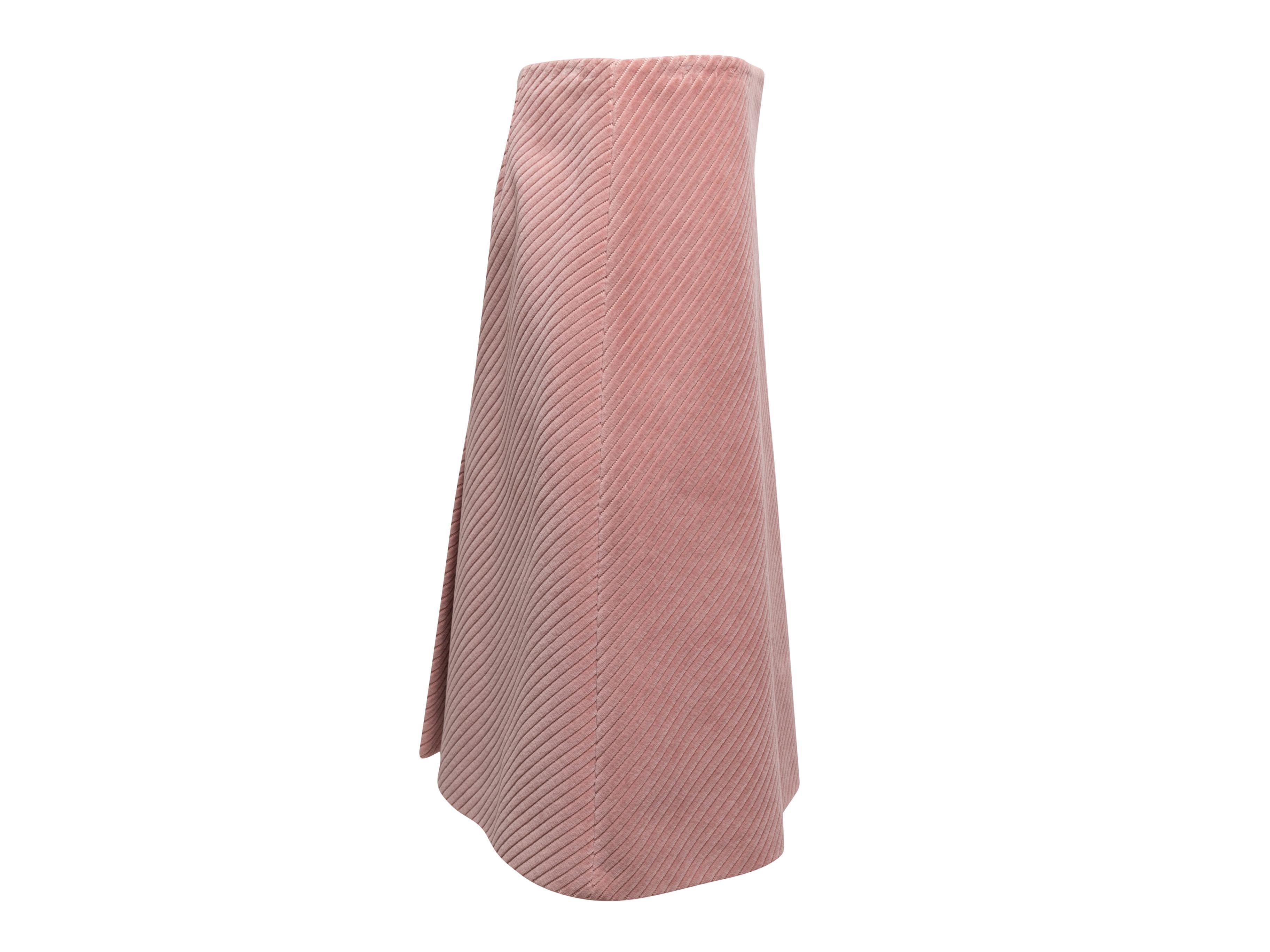 Women's Light Pink Prada 2021 Velvet A-Line Skirt Size IT 44 For Sale