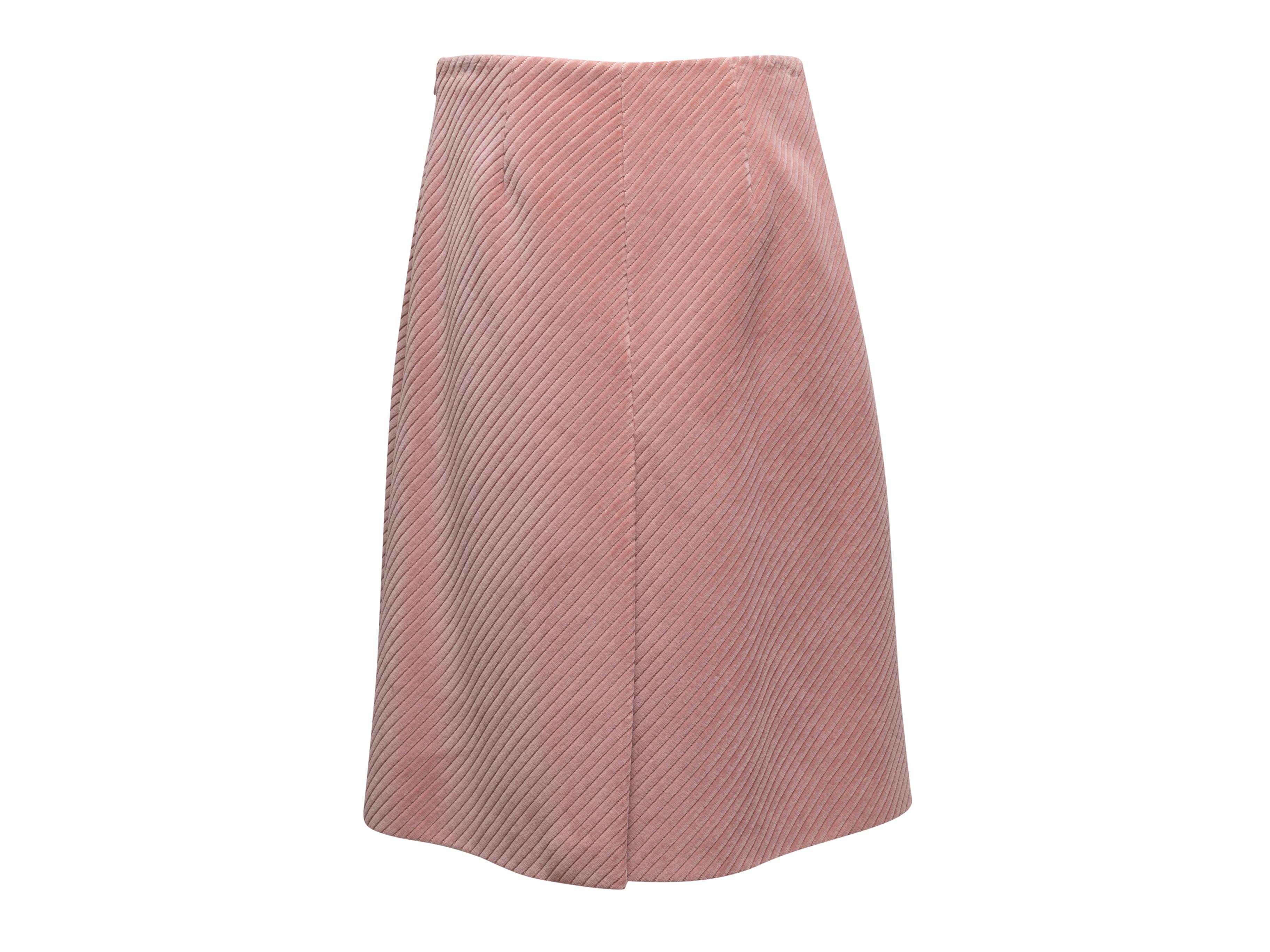 Light Pink Prada 2021 Velvet A-Line Skirt Size IT 44 For Sale 1