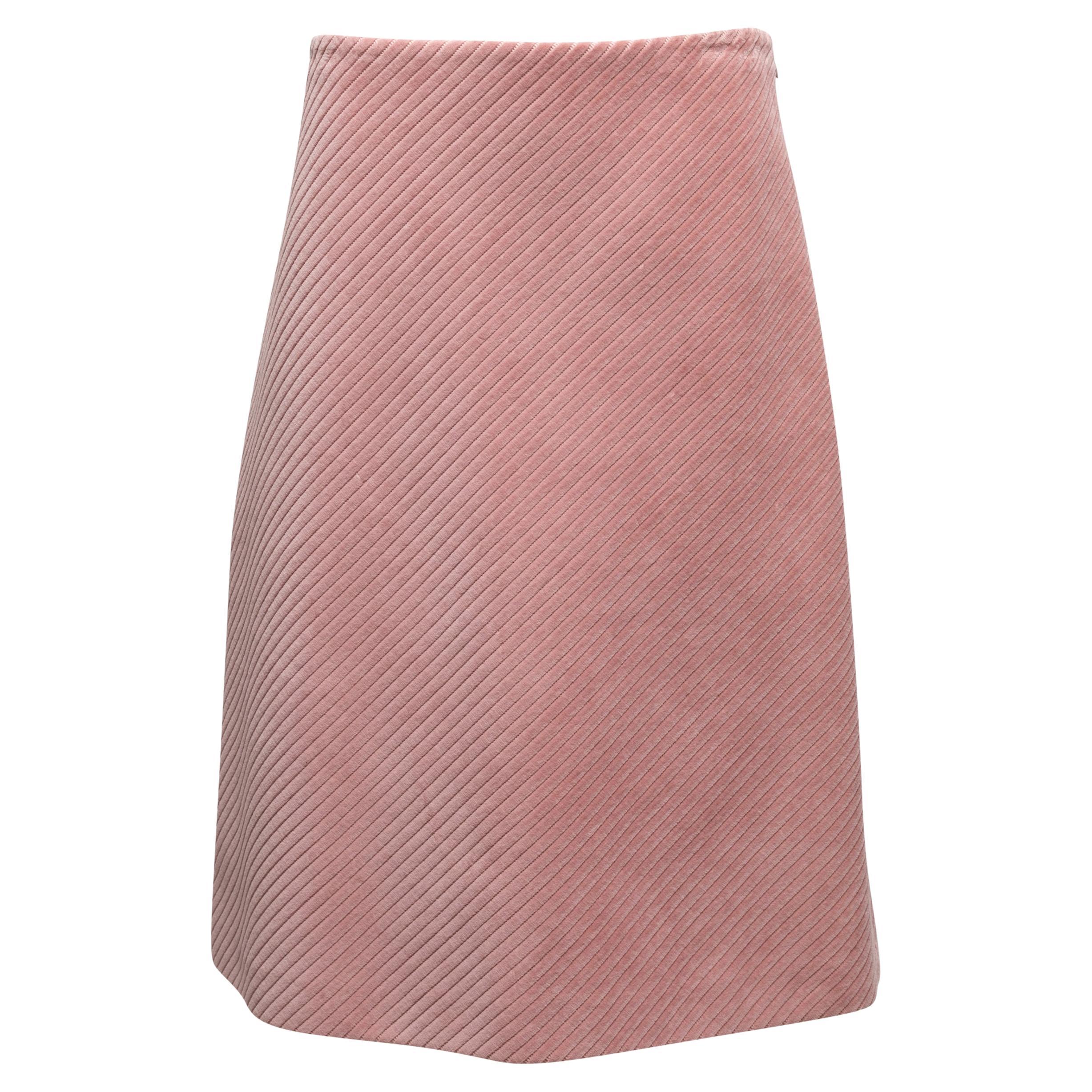 Light Pink Prada 2021 Velvet A-Line Skirt Size IT 44