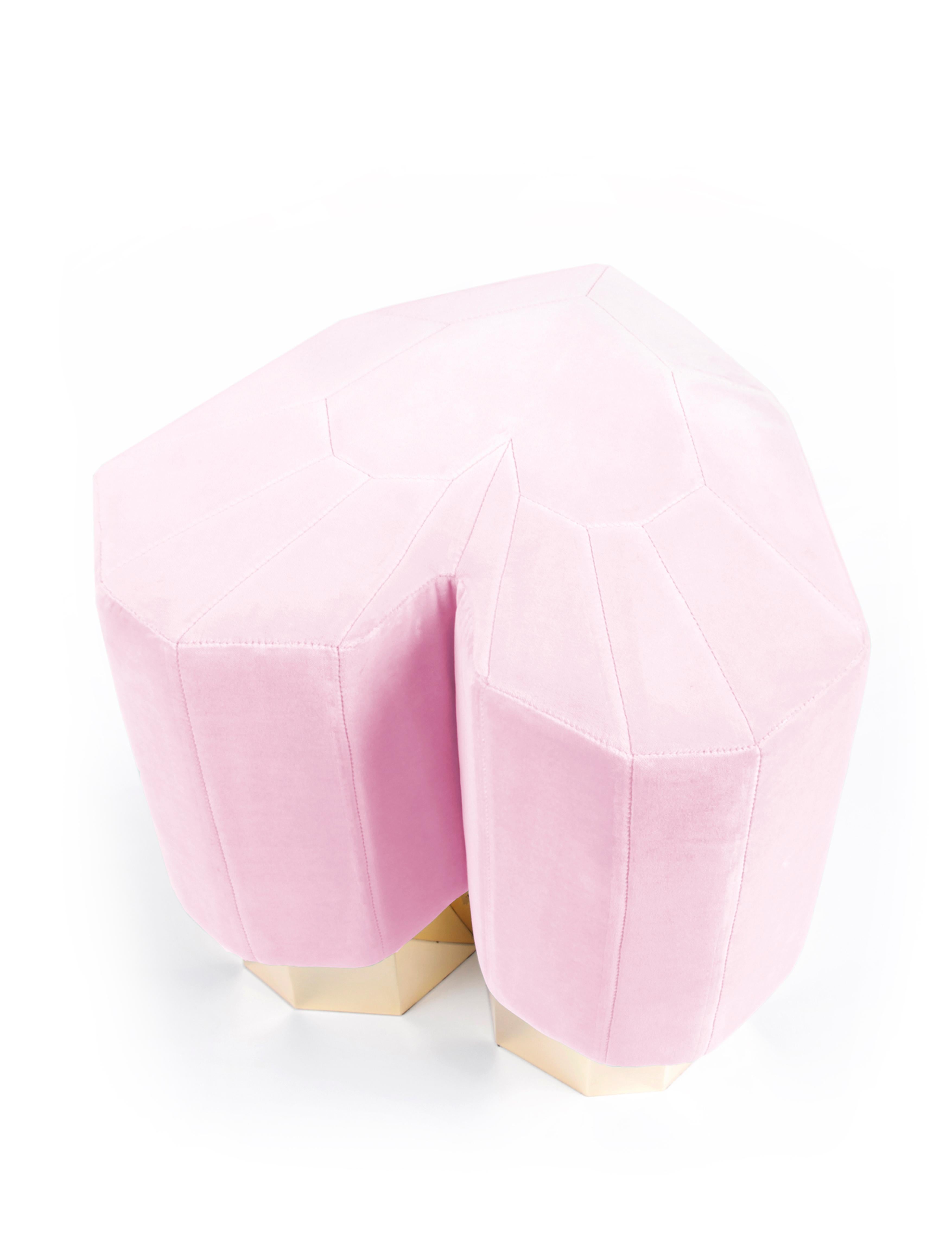 Gold Leaf Light Pink Queen Heart Stool by Royal Stranger