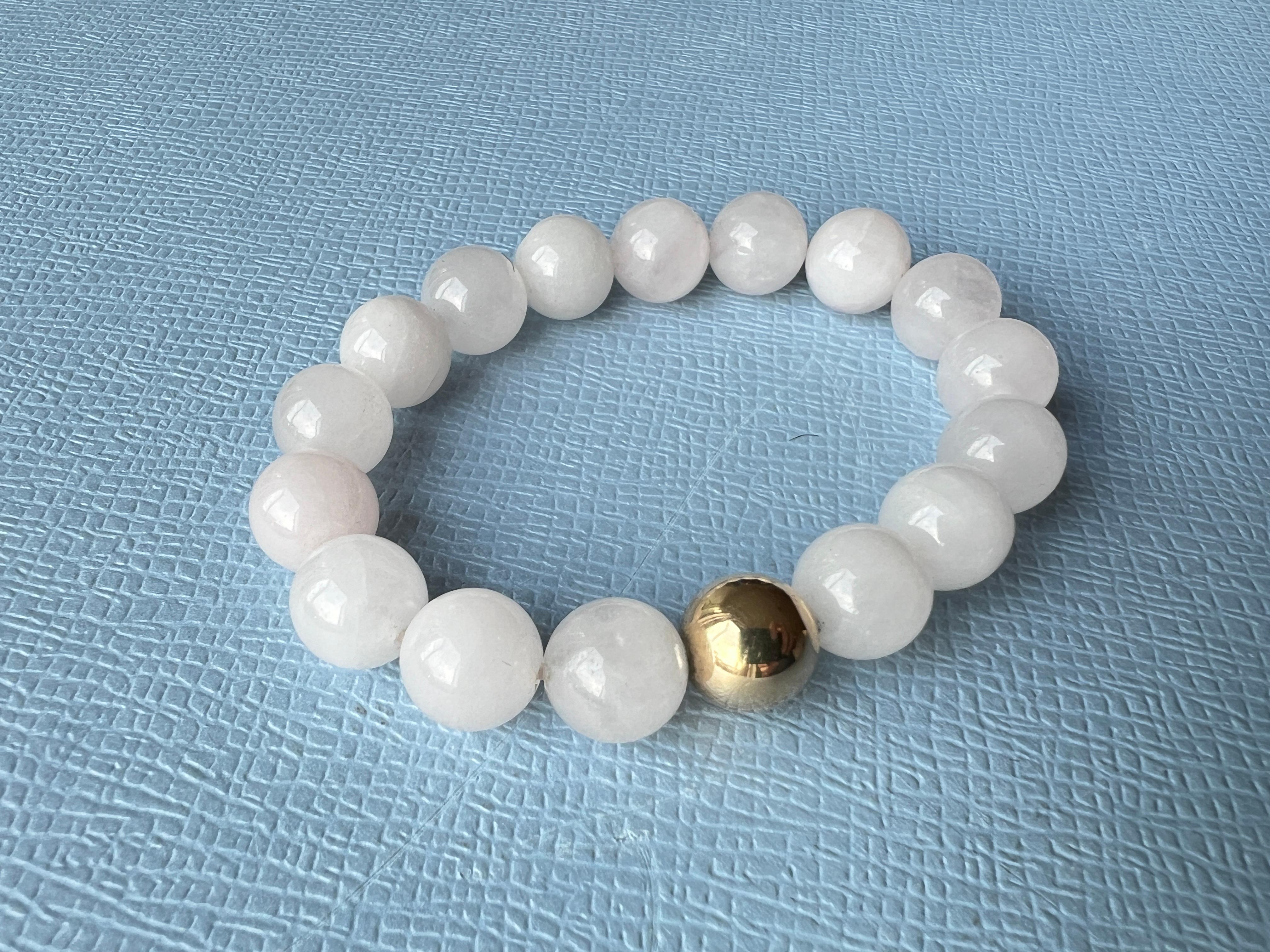 Contemporaneo Bracciale con perline di quarzo rosa in vendita