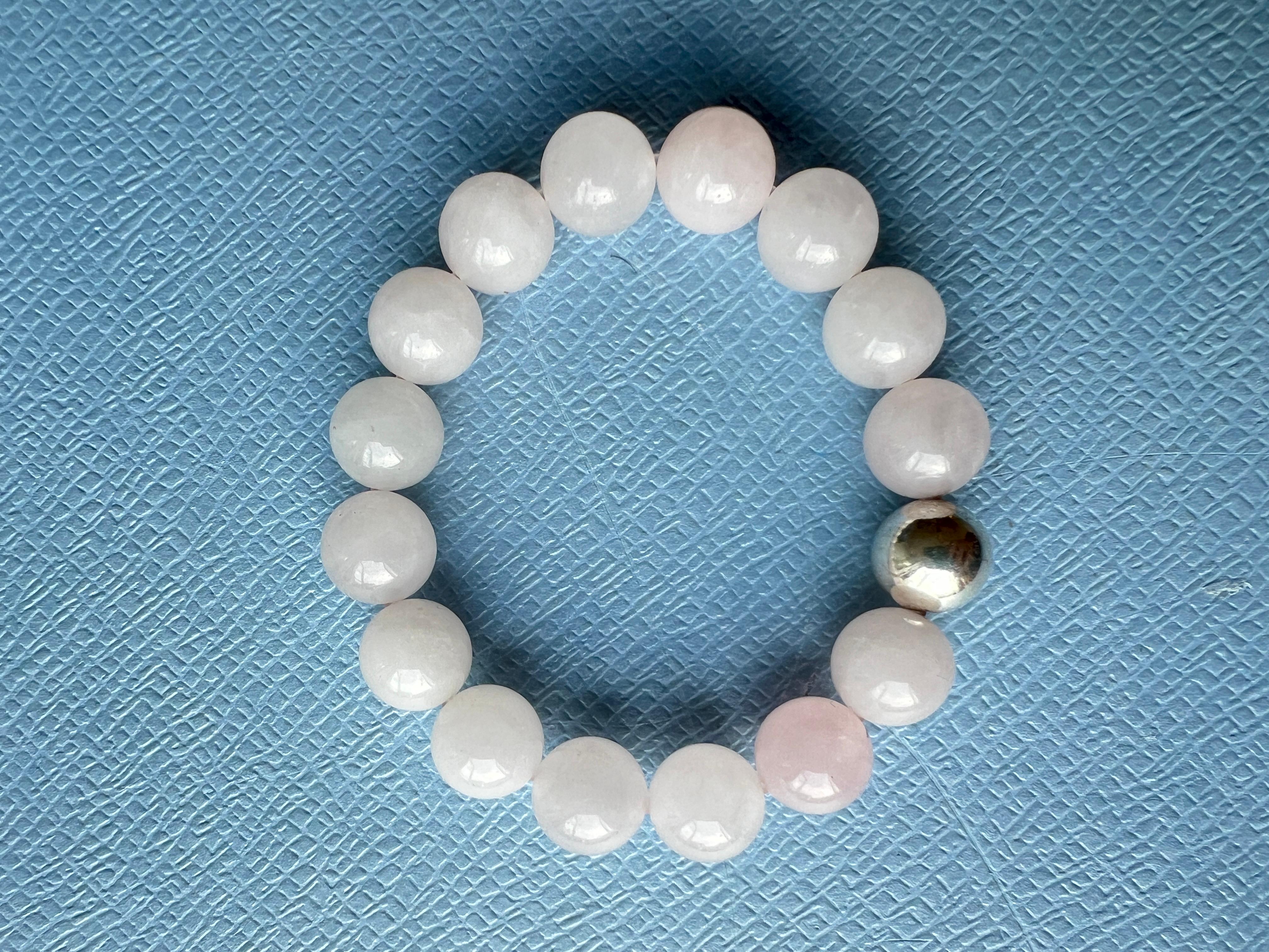 Taglio rotondo Bracciale di quarzo rosa A. Silver in vendita