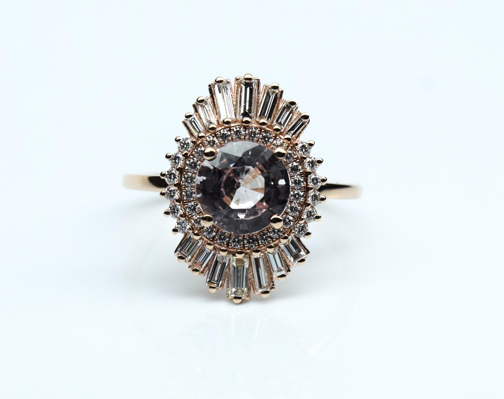 What an incredible piece!
Made with 2 carats light pink natural sapphire and 18KT rose gold and stunning fine quality diamonds, its so different and so incredibly gentle!
The ring is size 7 and can be re-sized to any size free of charge!
Diamonds
