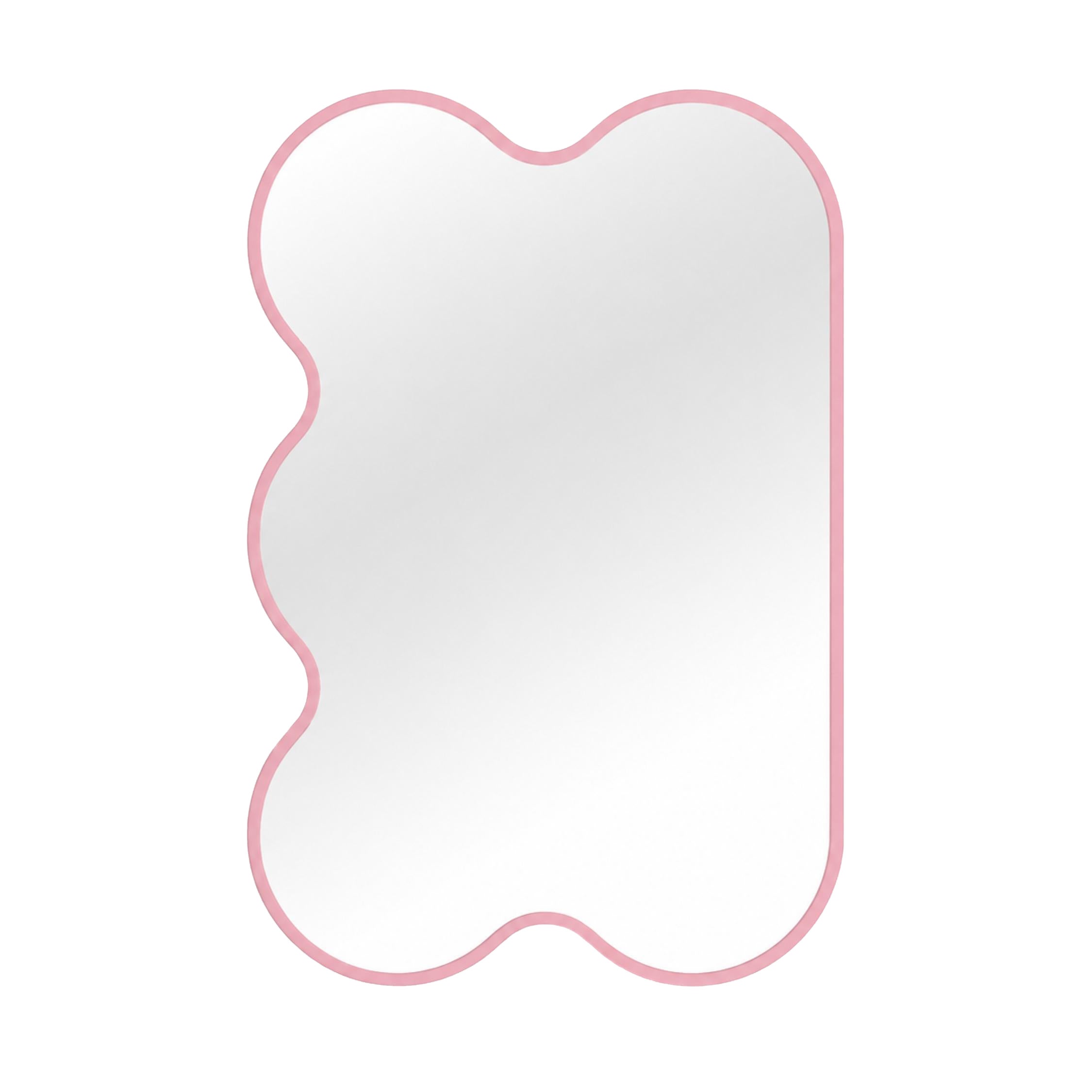 Miroir sculptural rose pâle, miroir mural asymétrique Hvyli Q5 par oitoproducts