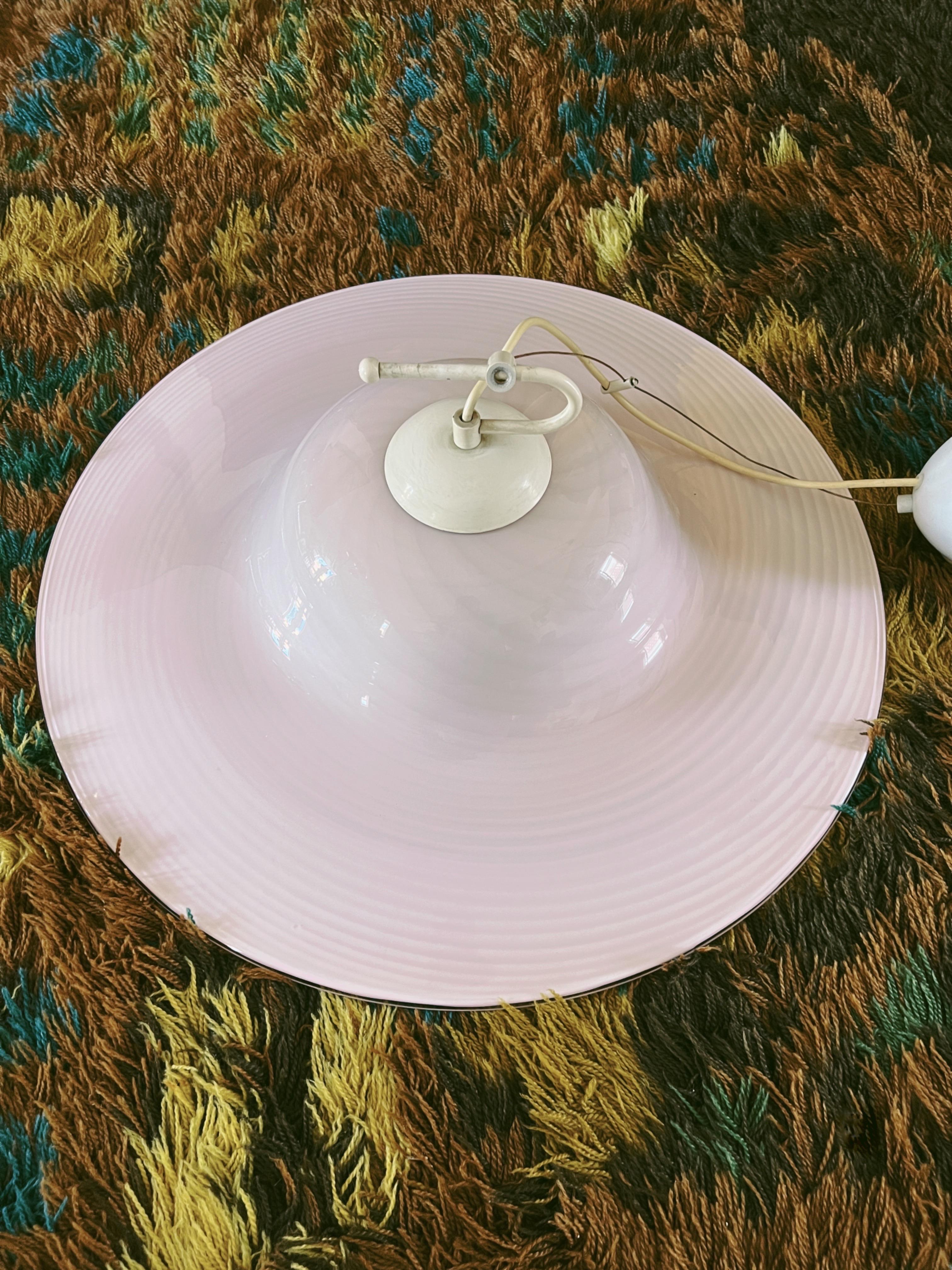 Light pink swirl Murano glass pendant light, 1970 For Sale 5