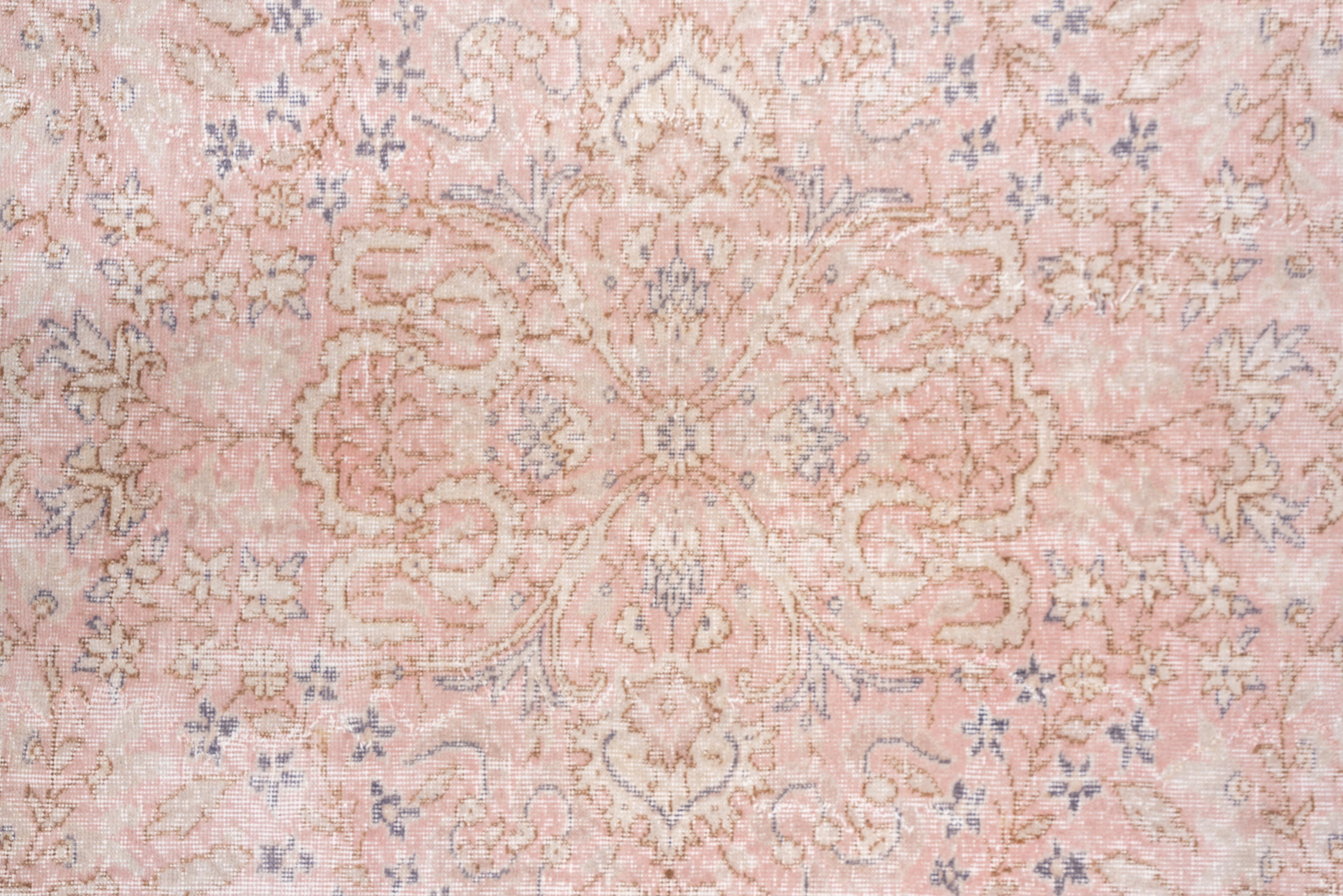 Mid-20th Century Light Pink Turkish Oushak Carpet, Ivory Borders