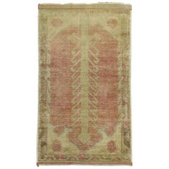 Vintage Light Pink Turkish Prayer Niche Throw Rug