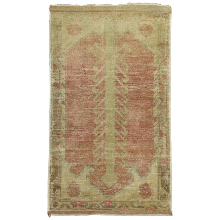 Light Pink Turkish Prayer Niche Throw Rug For Sale at 1stDibs