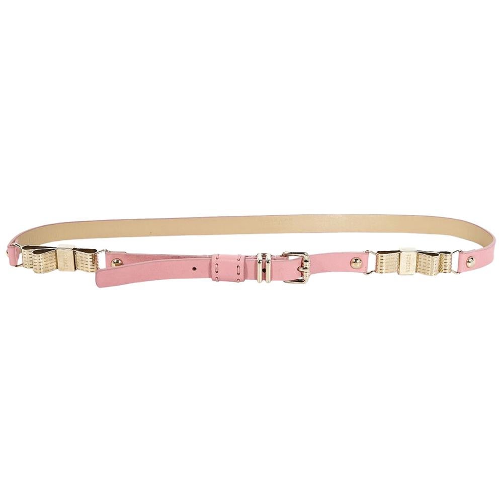 Light Pink Versace Skinny Leather Belt
