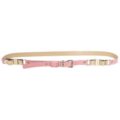 Light Pink Versace Skinny Leather Belt