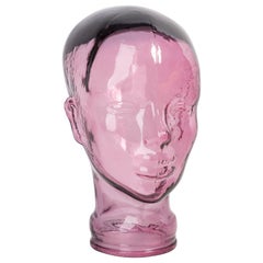 Light Pink Vintage Decorative Mannequin Glass Head Sculpture, 1970s, Germany