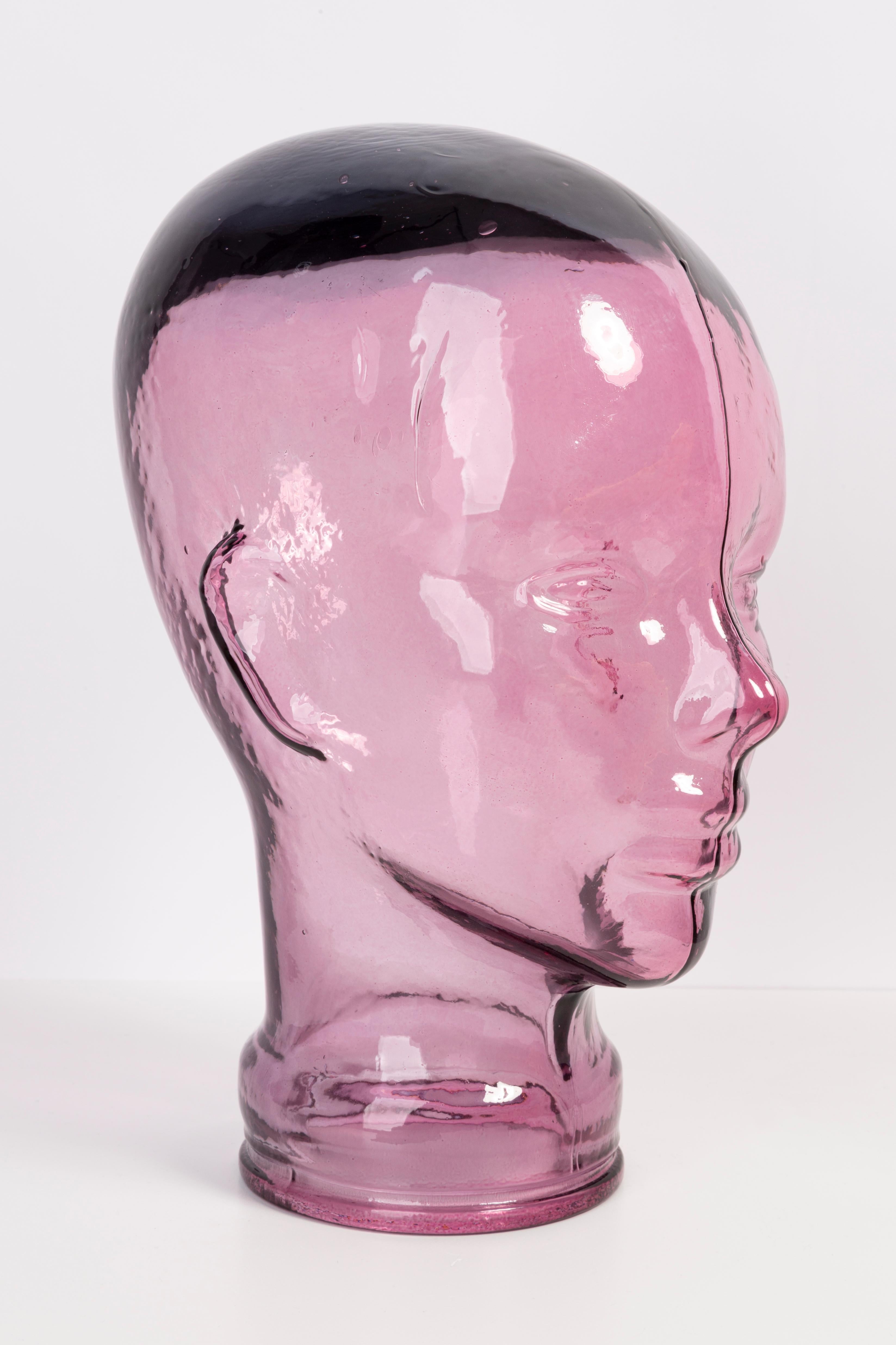 Light Pink Vintage Decorative Mannequin Glass Head Sculpture, 1970s, Germany For Sale 3