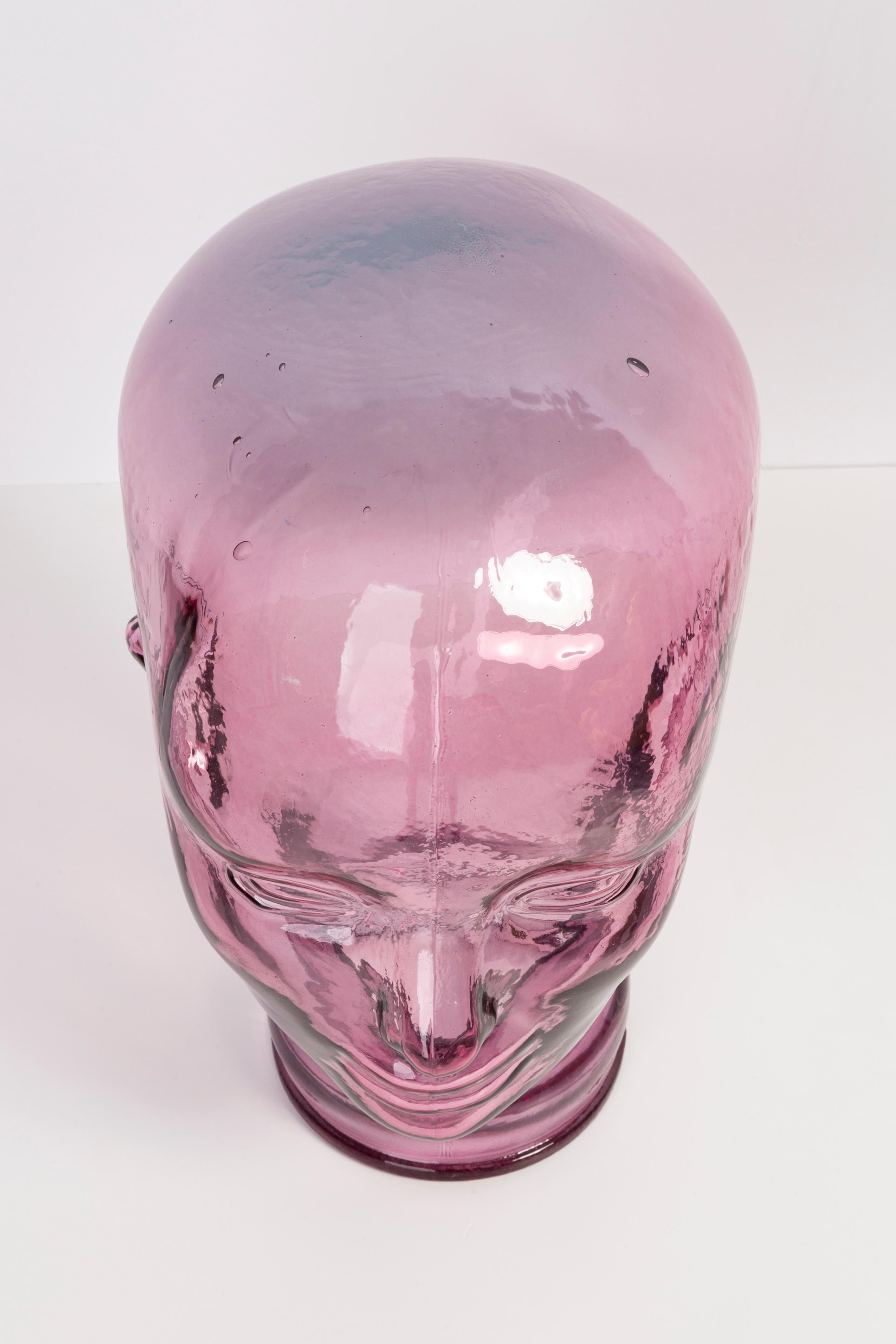 Light Pink Vintage Decorative Mannequin Glass Head Sculpture, 1970s, Germany For Sale 4