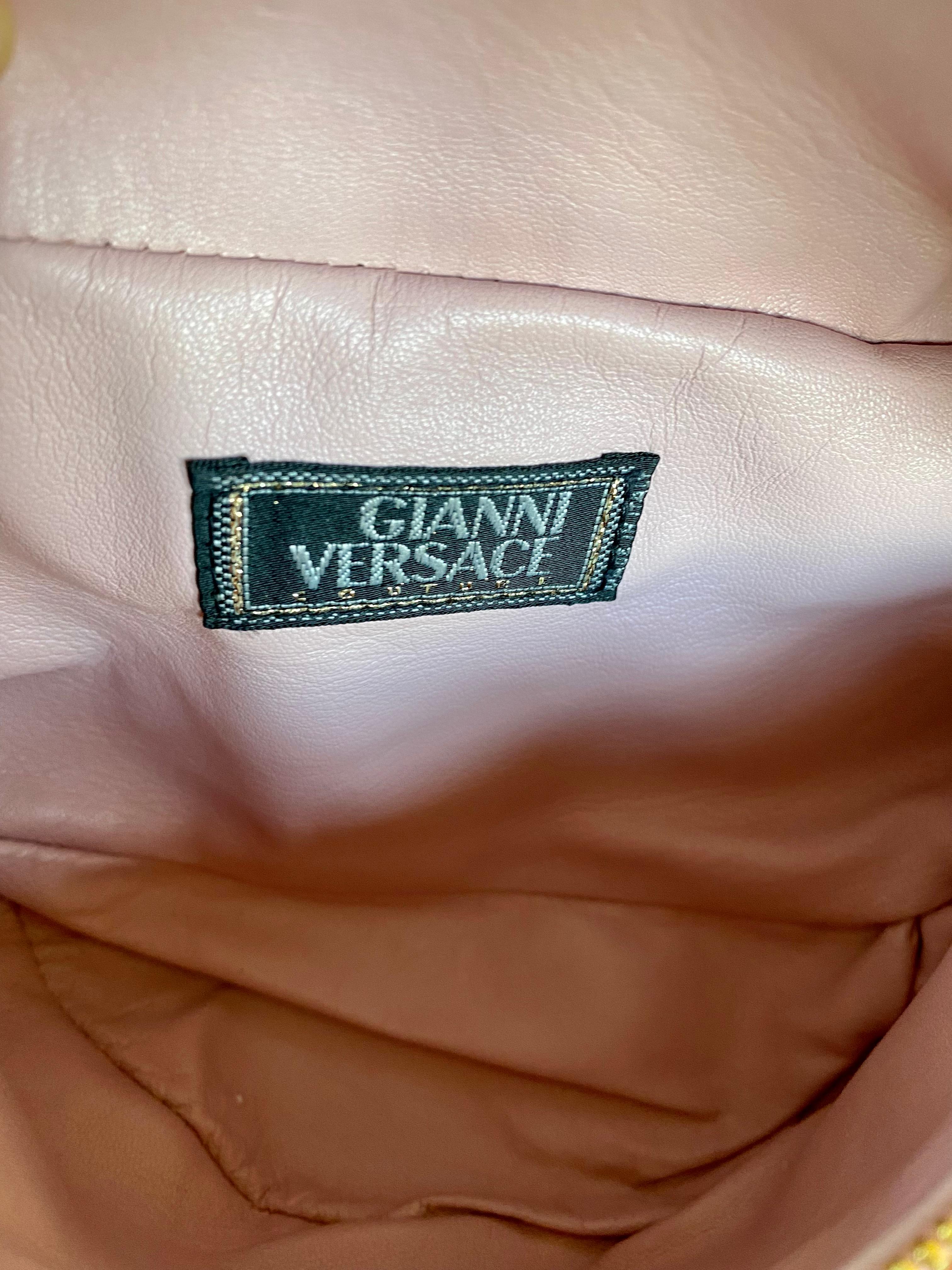 Orange 1990s Gianni Versace Couture Light Pink Vintage Fanny Pack Medusa Bum Bag  For Sale