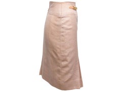 Light Pink & White Celine Glen Plaid Chain-Accented Pencil Skirt Size FR 40