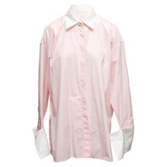 Light Pink & White Loewe Cotton Button-Up Top Size IT 36