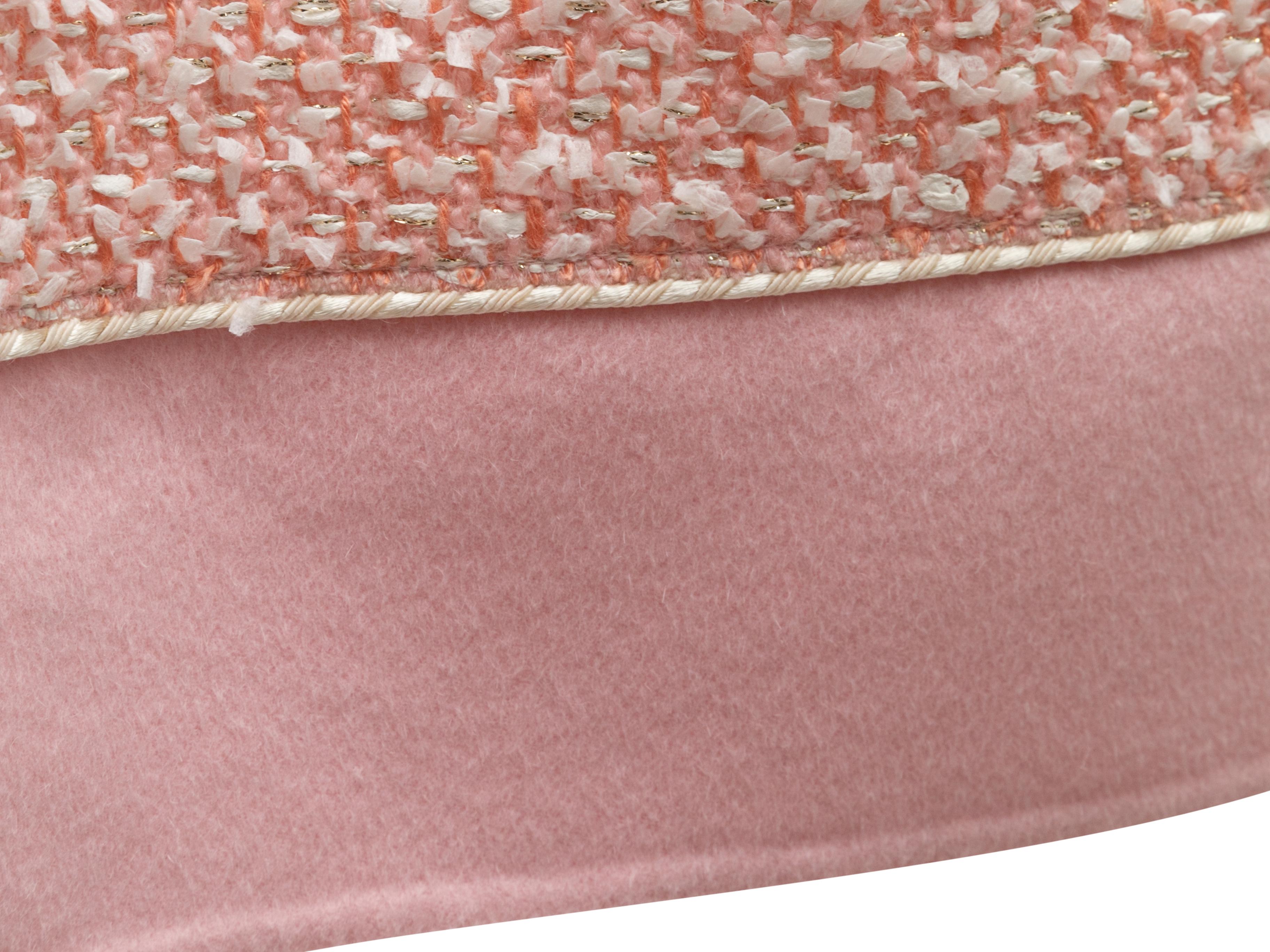 Light Pink & White Oscar de la Renta Wool-Blend Tweed Skirt Size US 12 In Good Condition For Sale In New York, NY