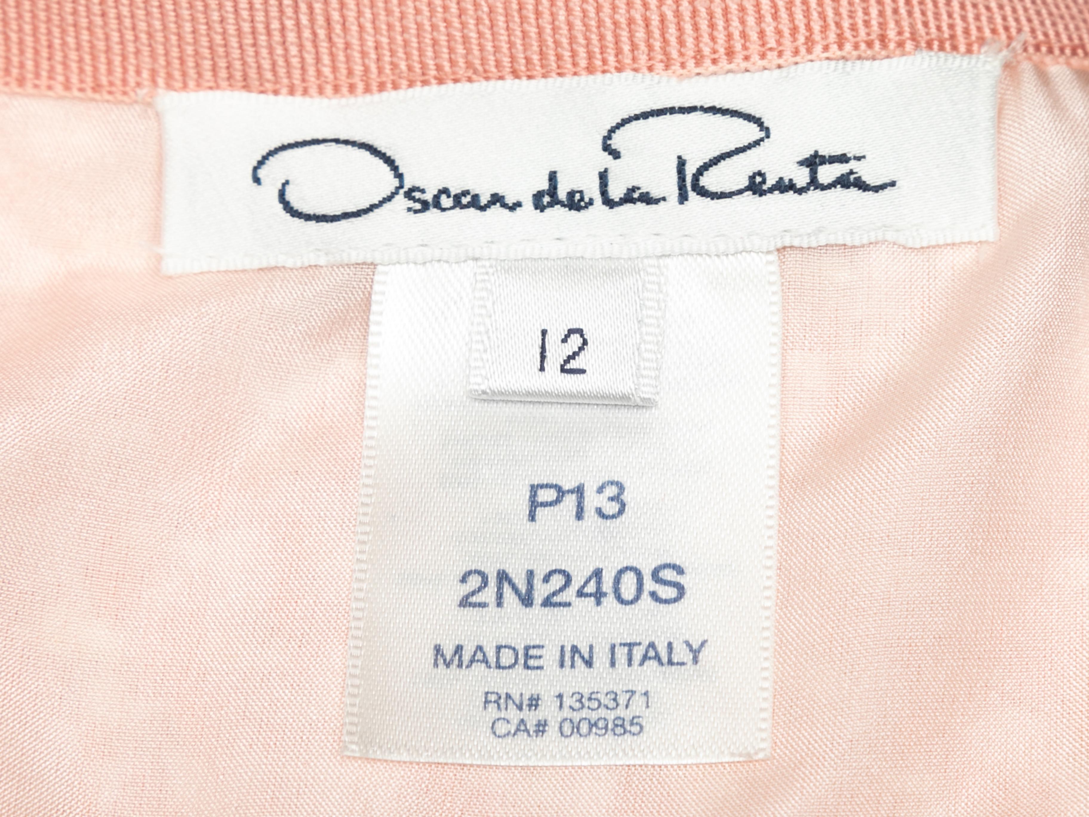 Women's Light Pink & White Oscar de la Renta Wool-Blend Tweed Skirt Size US 12 For Sale