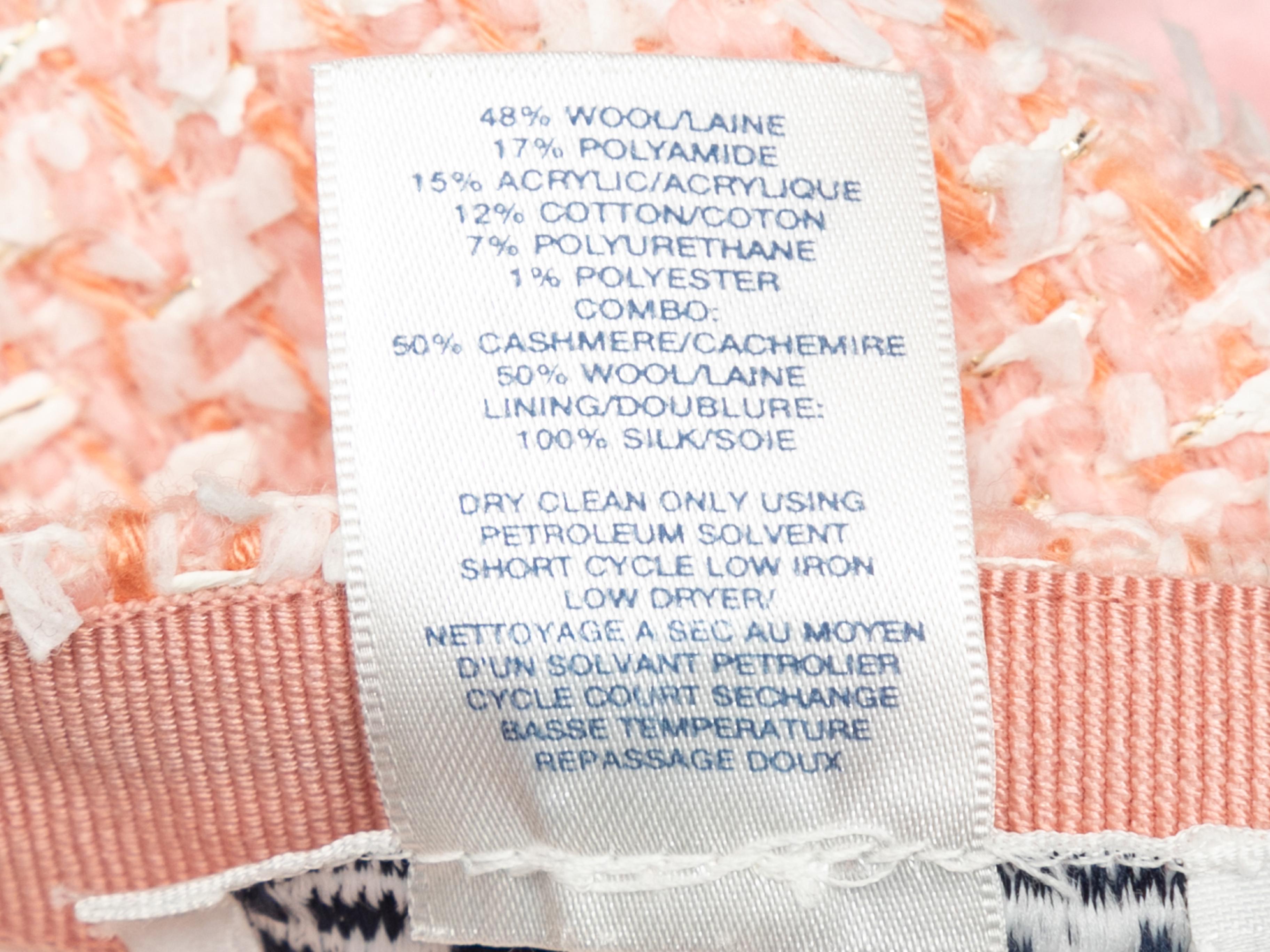Light Pink & White Oscar de la Renta Wool-Blend Tweed Skirt Size US 12 For Sale 1