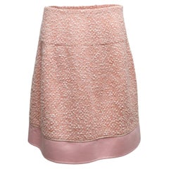 Falda de tweed en mezcla de lana rosa claro y blanca Oscar De La Renta Talla US 12