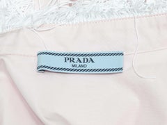 Light Pink & White Prada Short Sleeve Fringe Collar Button-Up Size IT 36