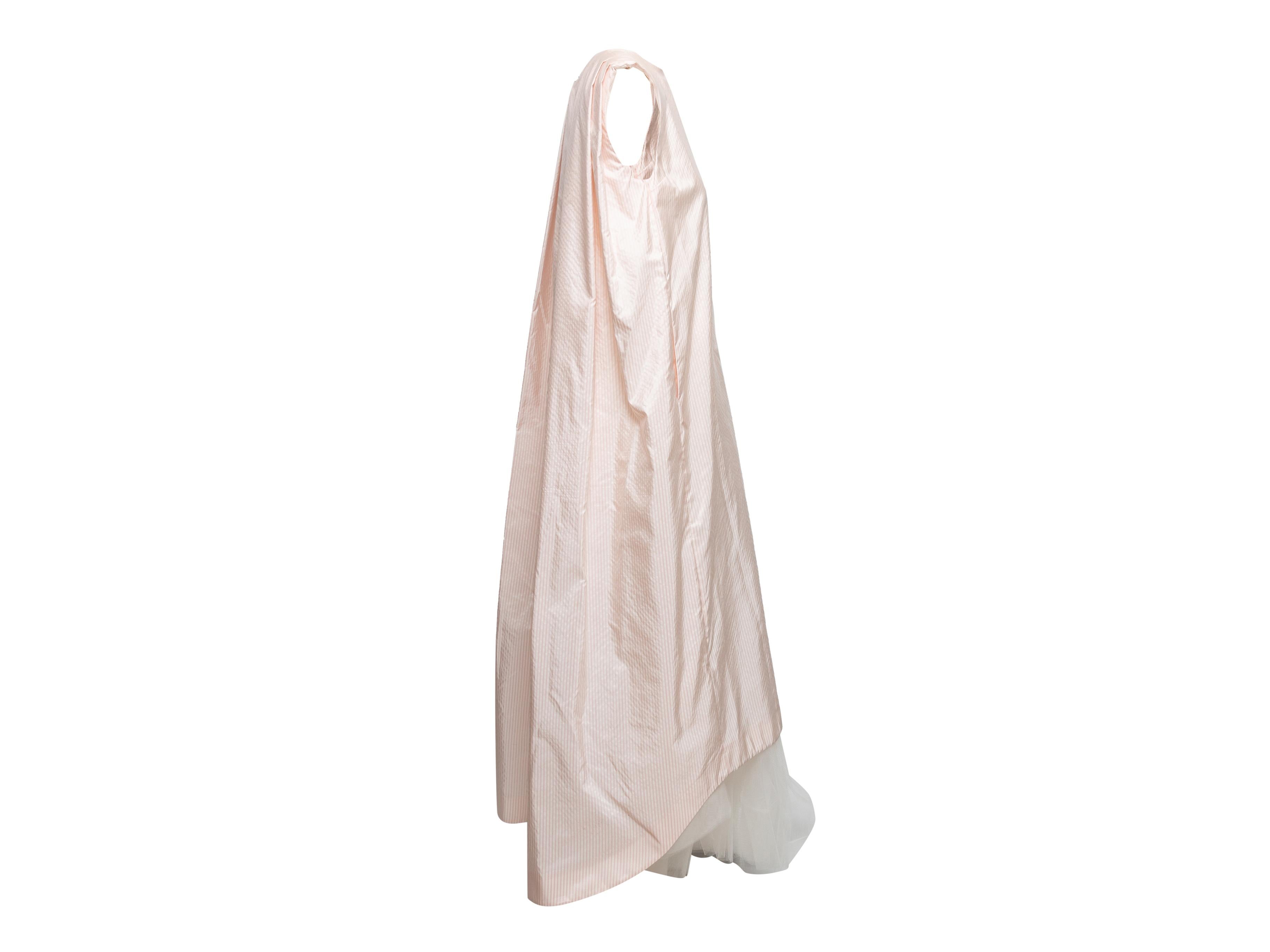 Light Pink & White Thom Browne Silk Seersucker Sleeveless Dress Size EU 44 For Sale 1