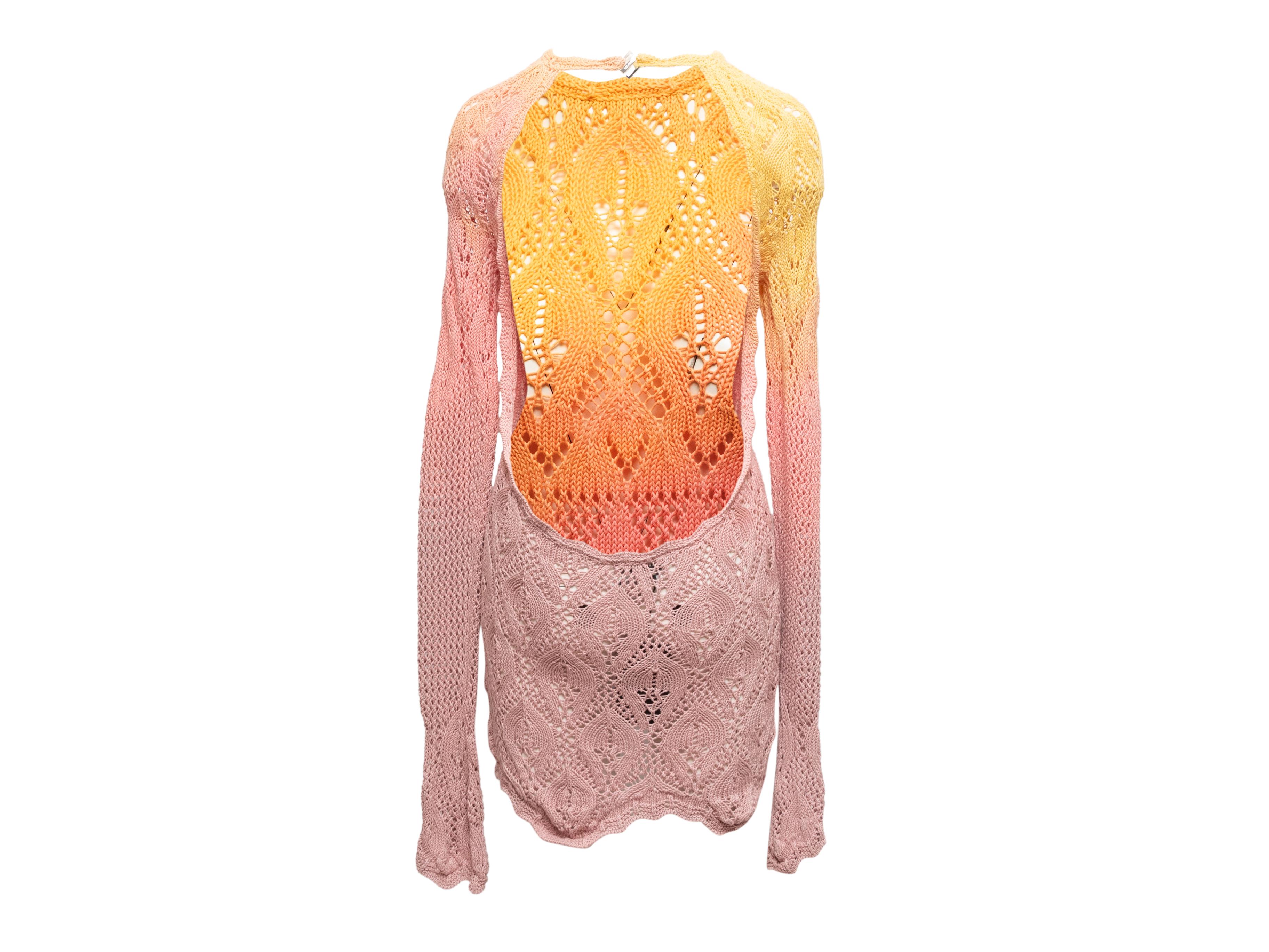 Light Pink & Yellow The Attico Open Knit Dress In Good Condition In New York, NY