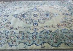 Light Pistachio Green Kashan Carpet Midcentury