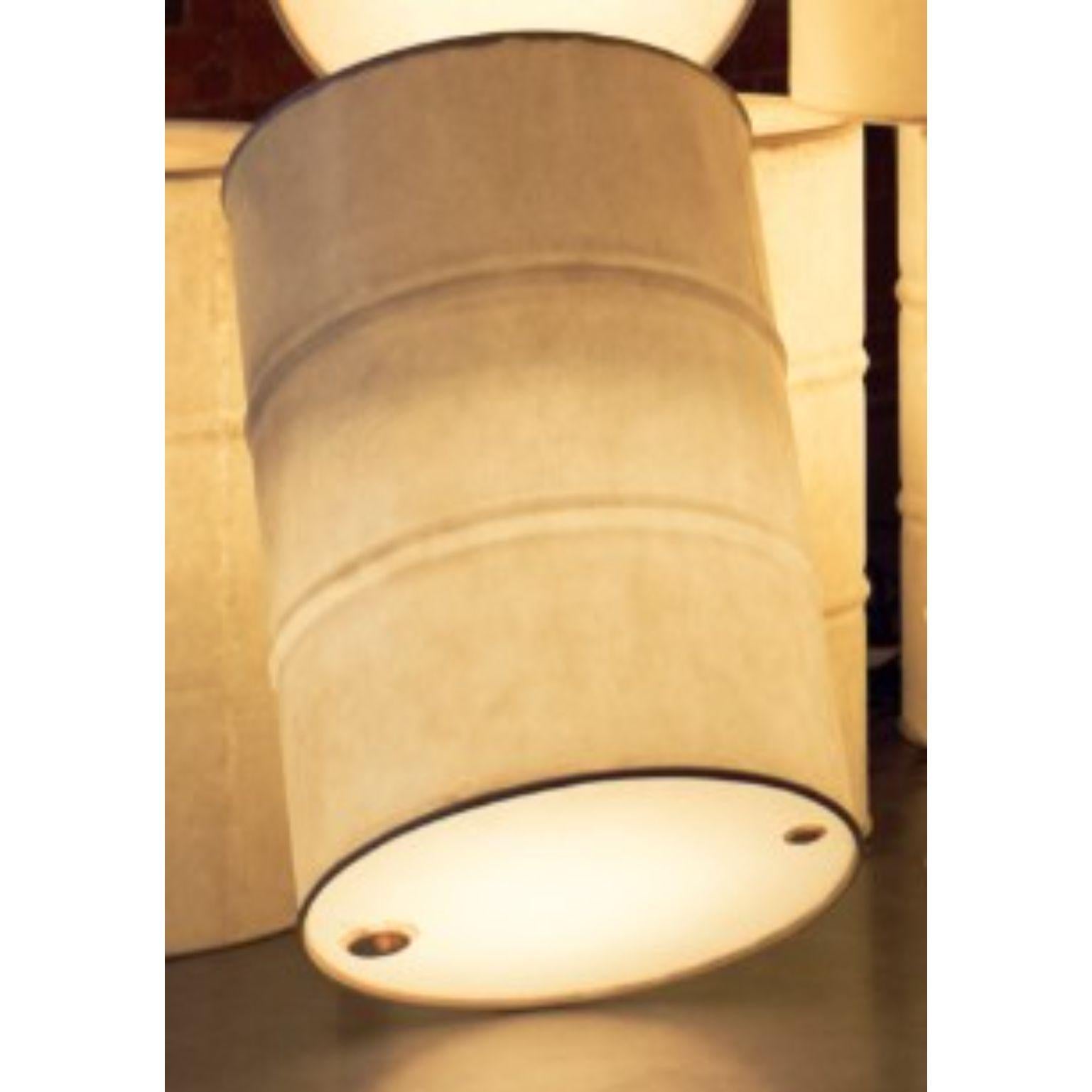 Light pollution Tank by Atelier Haute Cuisine
Dimensions: 90 cm x 58 cm
Materials: Fiberglass
 
Changing the polluting image of oil barrels by transforming them into bright light sculptures. Or is this excessive and obstrusive artificial light in an