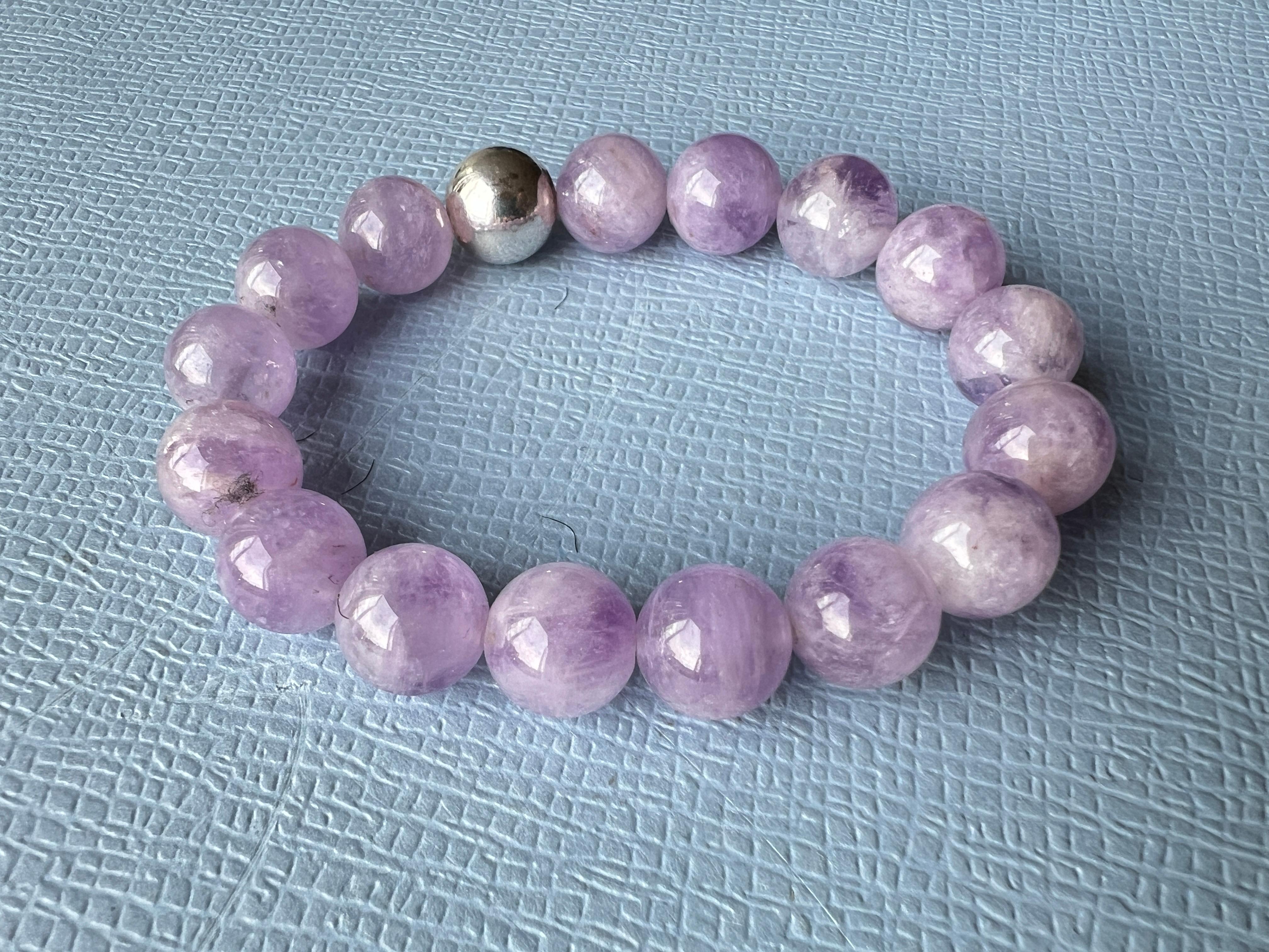 Amhetyst Perlenarmband Silber im Angebot 2