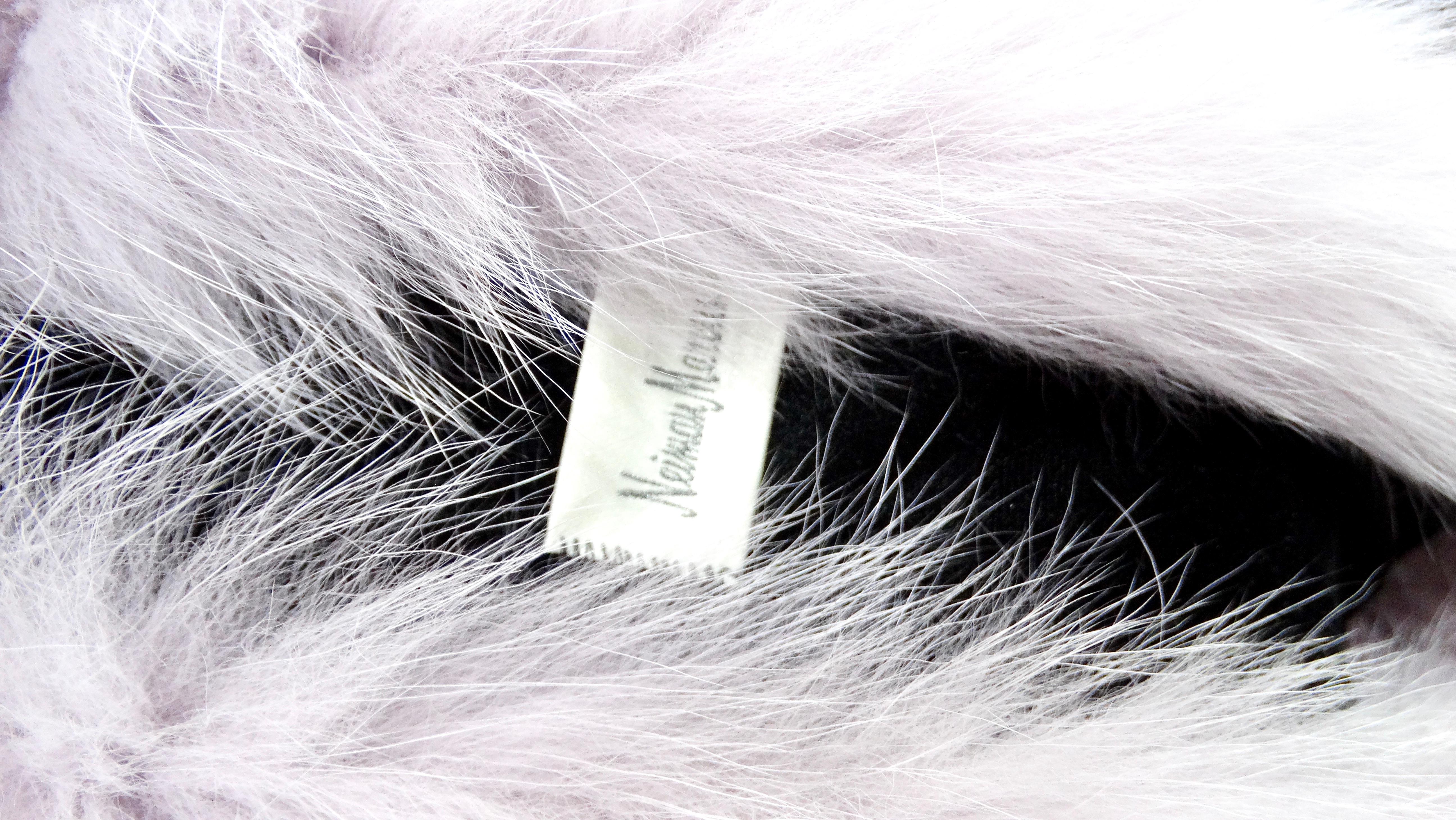 Women's Light Purple Fox Fur Fringe Stole Scarf circa 1990s For Sale