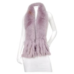 Light Purple Fox Fur Fringe Stole Scarf circa 1990s