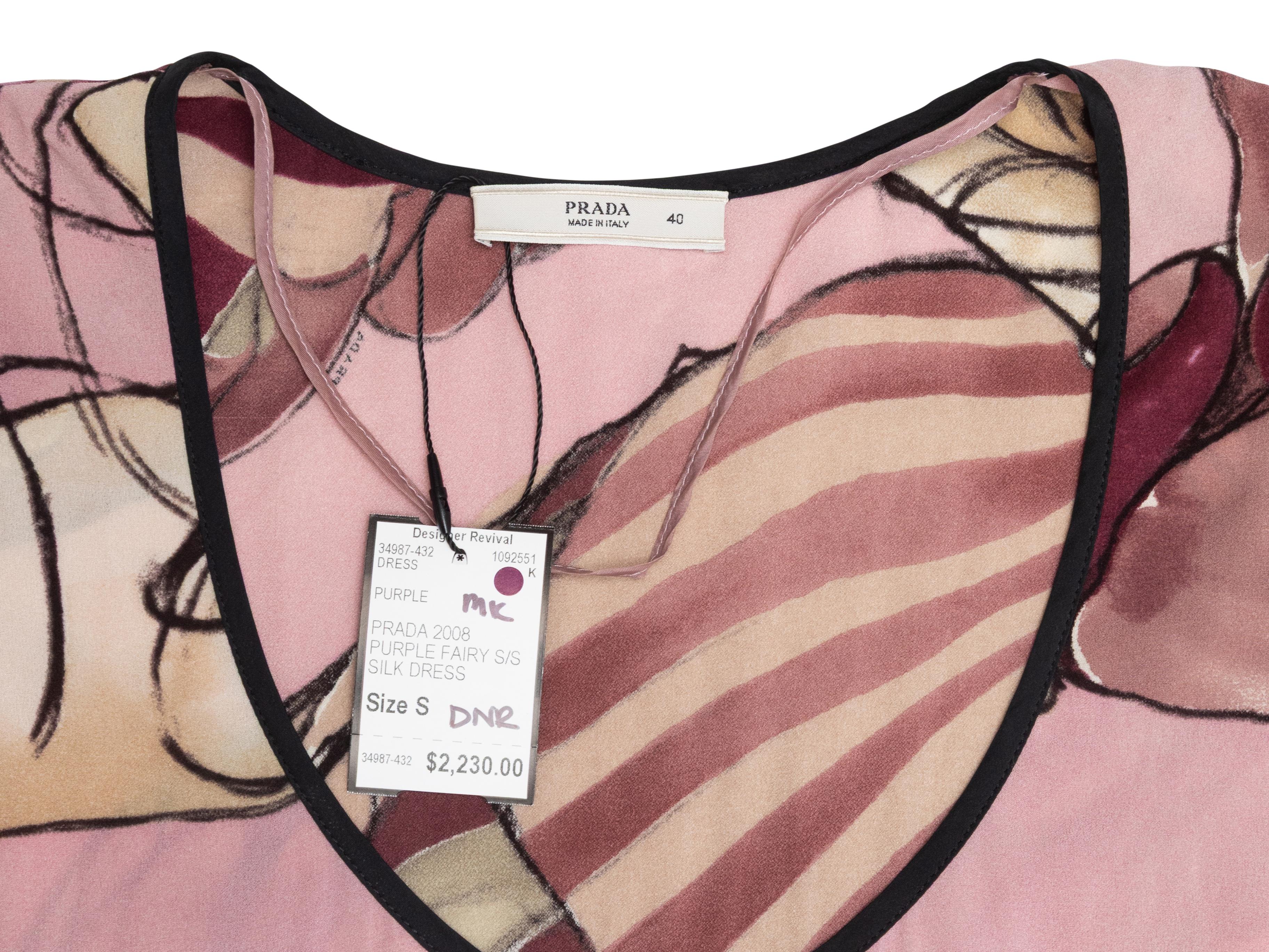 Robe en soie violette et multicolore Prada printemps/été 2008 A James Jean IT 40 Pour femmes en vente